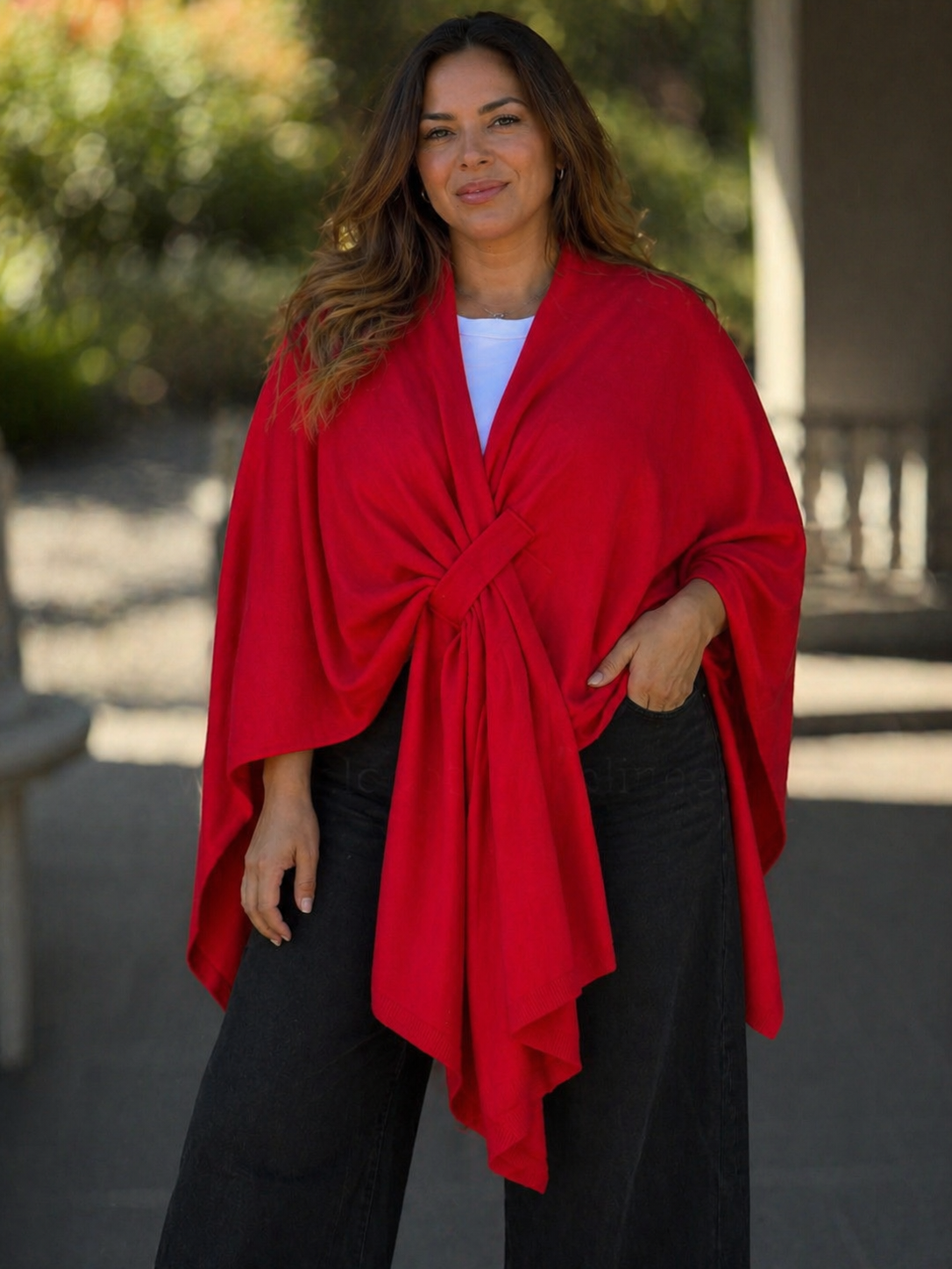 Asani Wrap Blouse in Vibrant Red