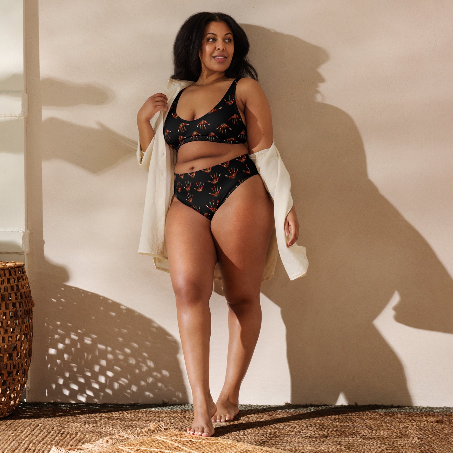 African Print High Waist Bikini, Recycled UPF50+ | ASAKE-OGE