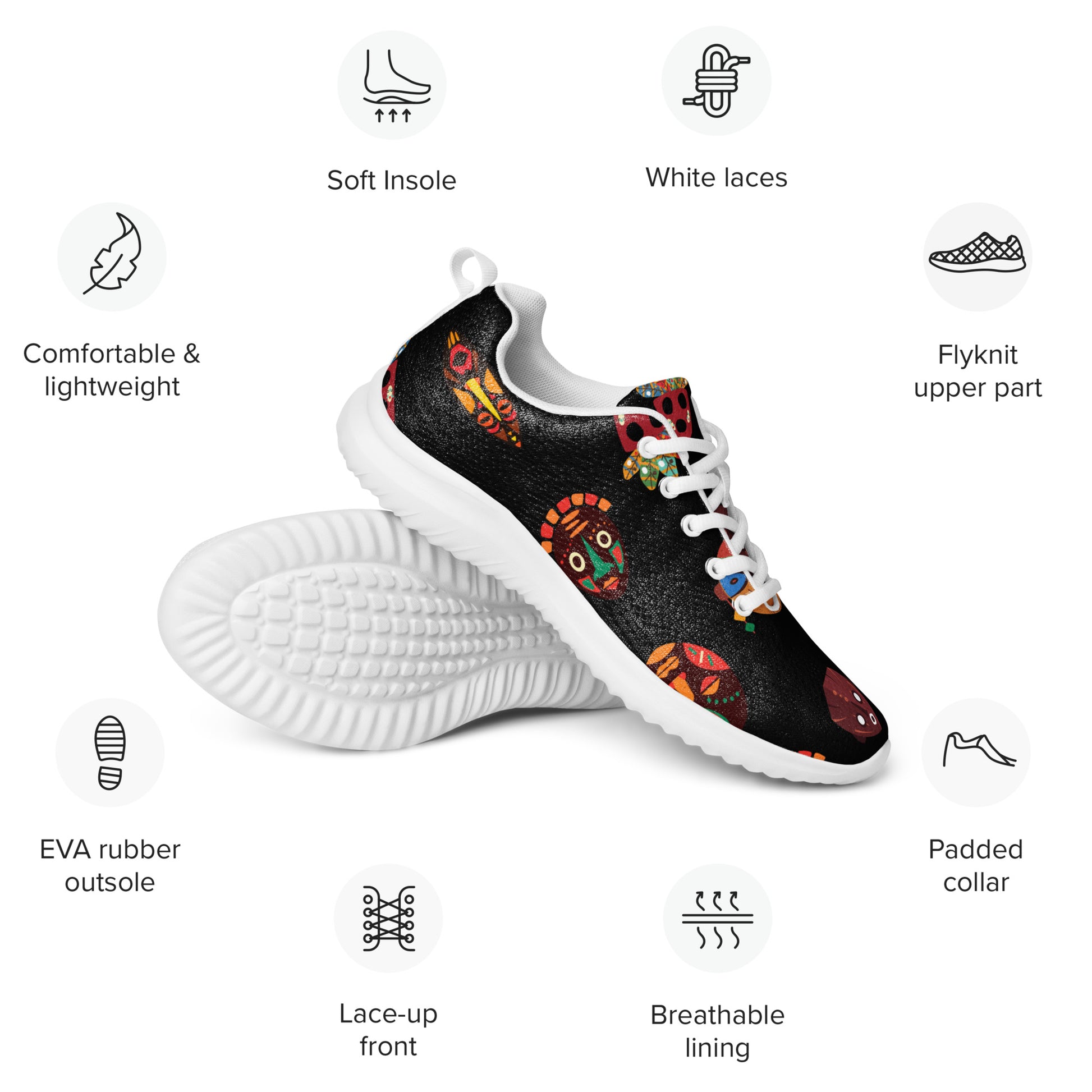 African Print Men's Athletic Shoes — Chi Tribal Mask | ASAKE-OGE