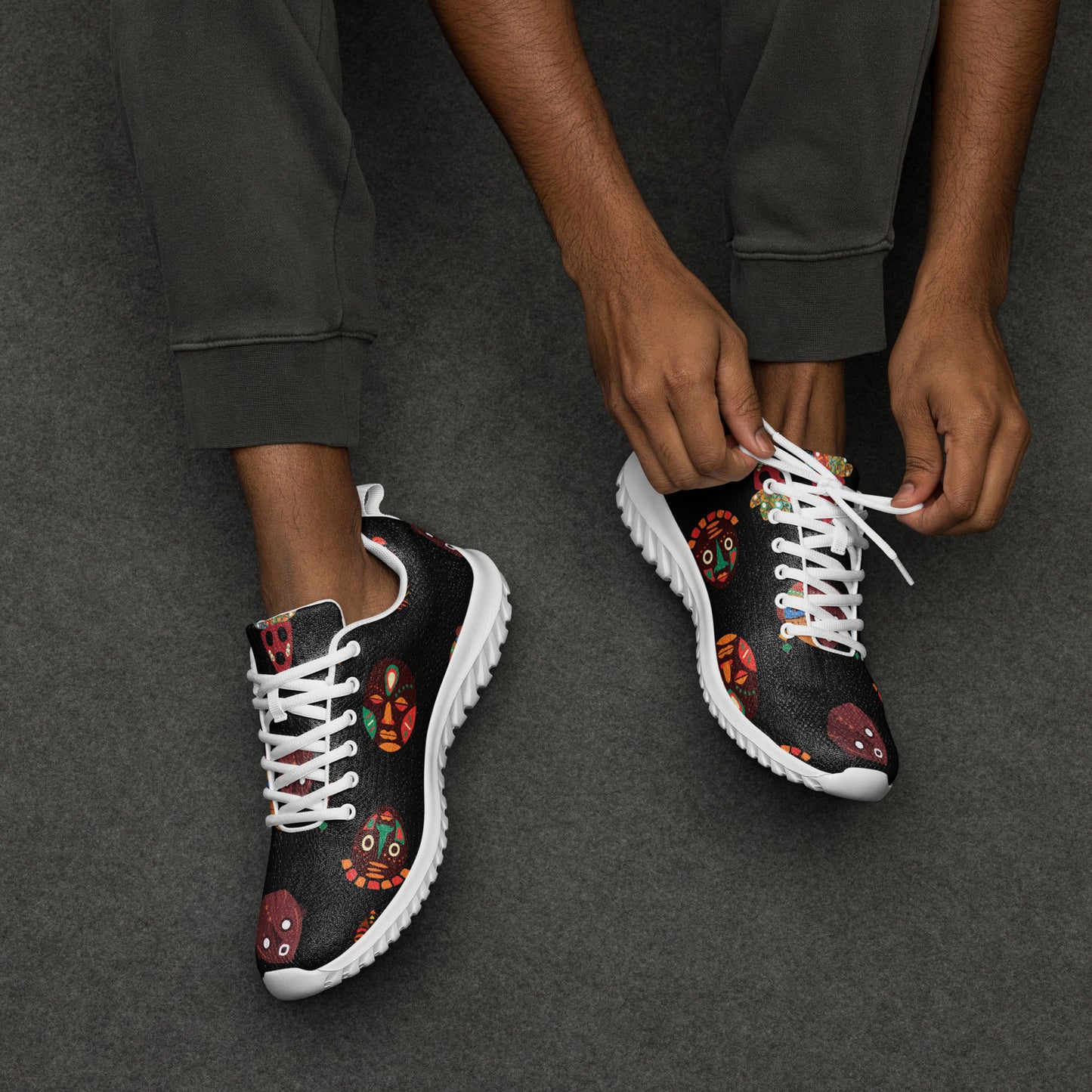African Print Men's Athletic Shoes — Chi Tribal Mask | ASAKE-OGE