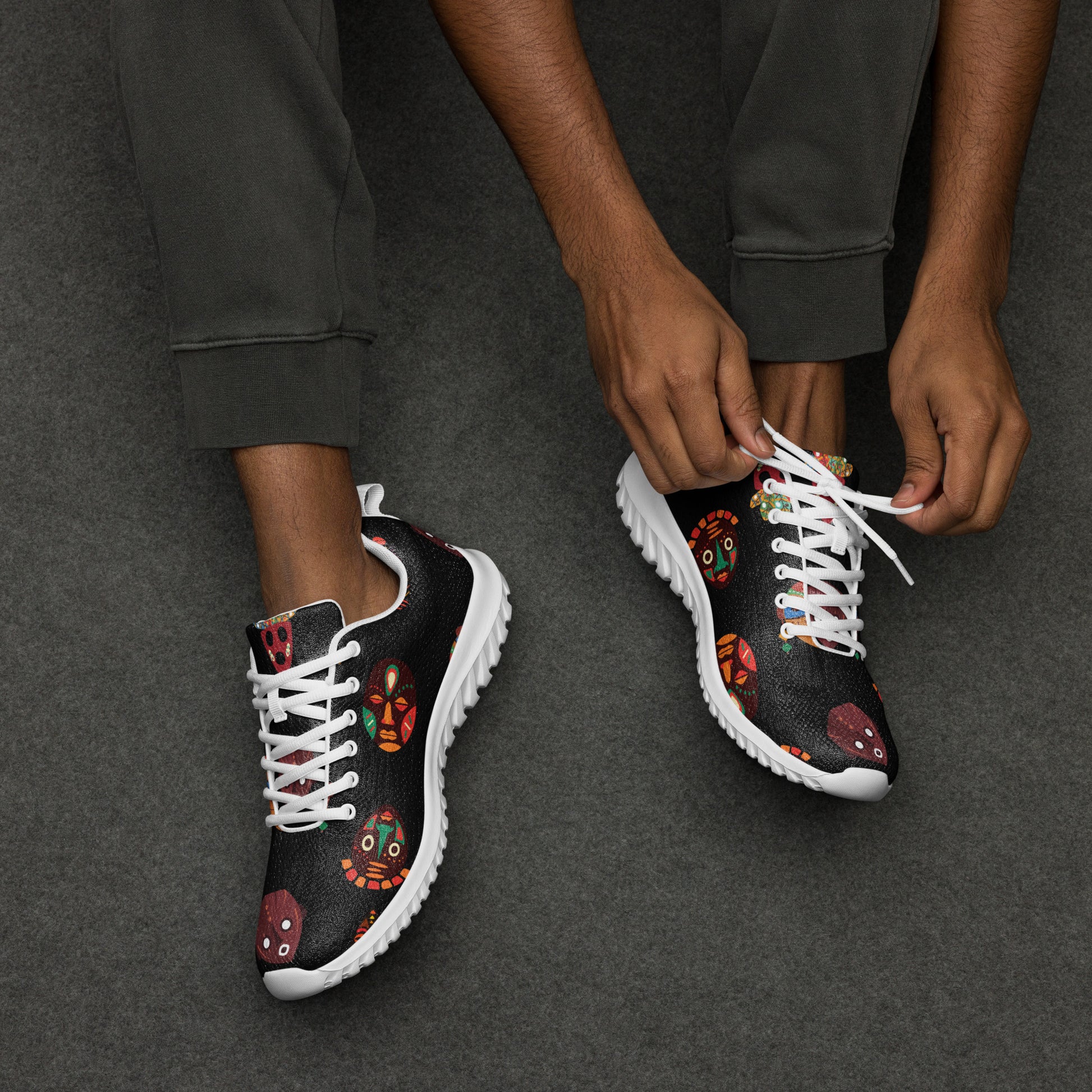 African Print Men's Athletic Shoes — Chi Tribal Mask | ASAKE-OGE