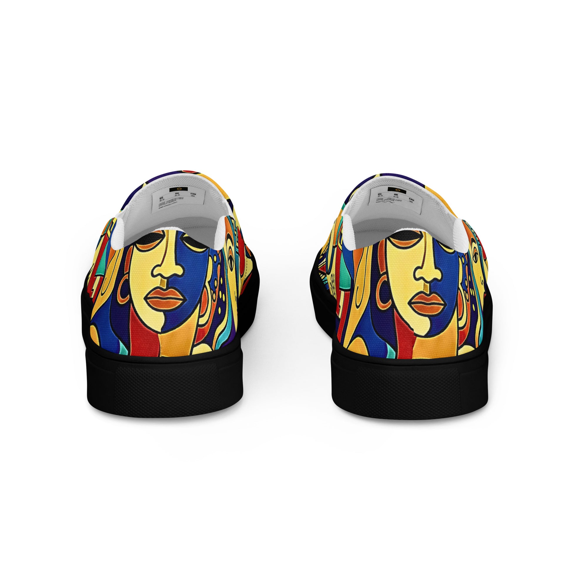 Man wearing African print slip-on canvas shoes for Juneteenth streetwear