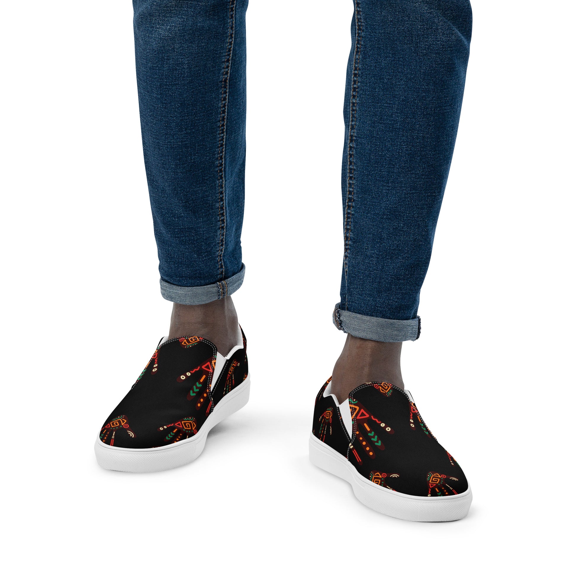 African Print Men's Slip-On Canvas Shoes | ASAKE-OGE