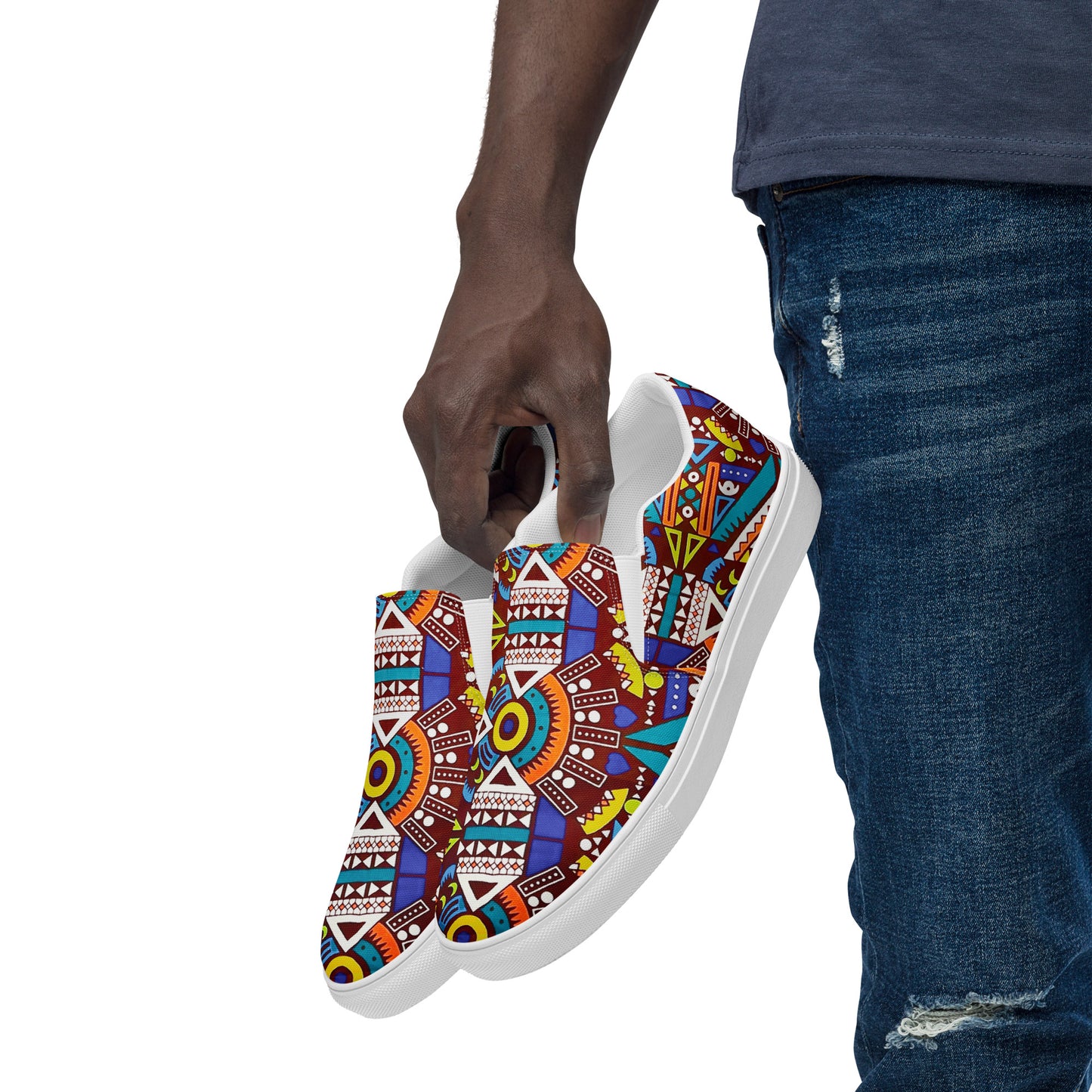 Tozi Aztec African Print Men’s slip-on canvas shoes