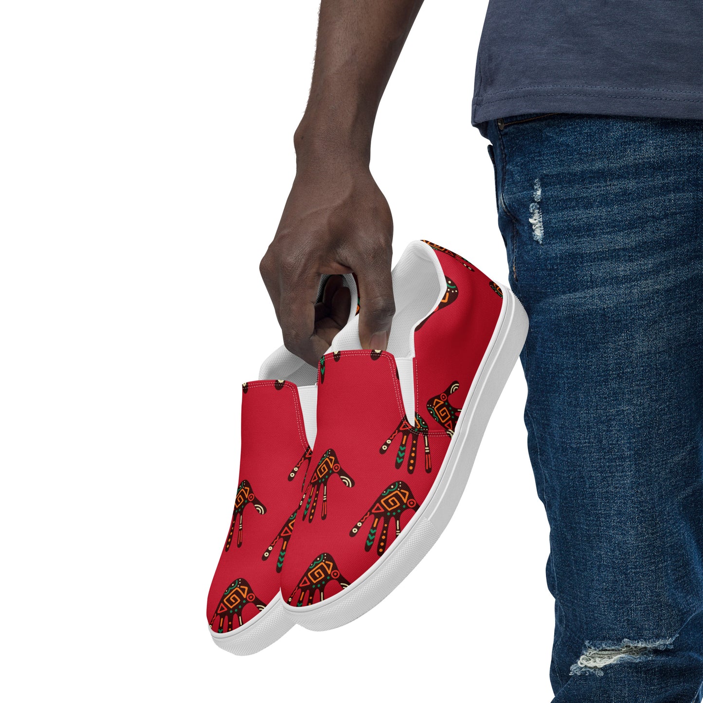 African Print Men's Slip-On Canvas Shoes | ASAKE-OGE