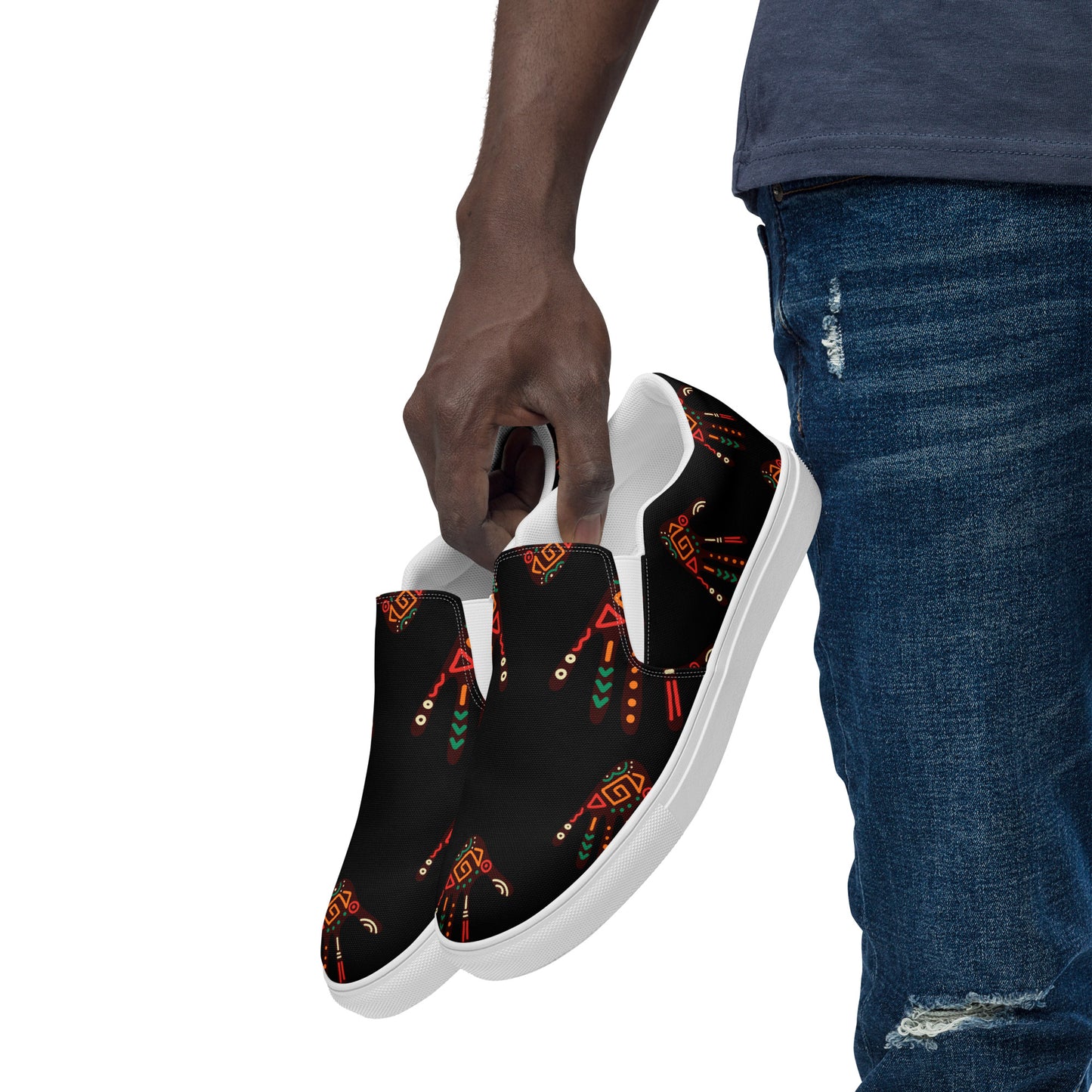 African Print Men's Slip-On Canvas Shoes | ASAKE-OGE