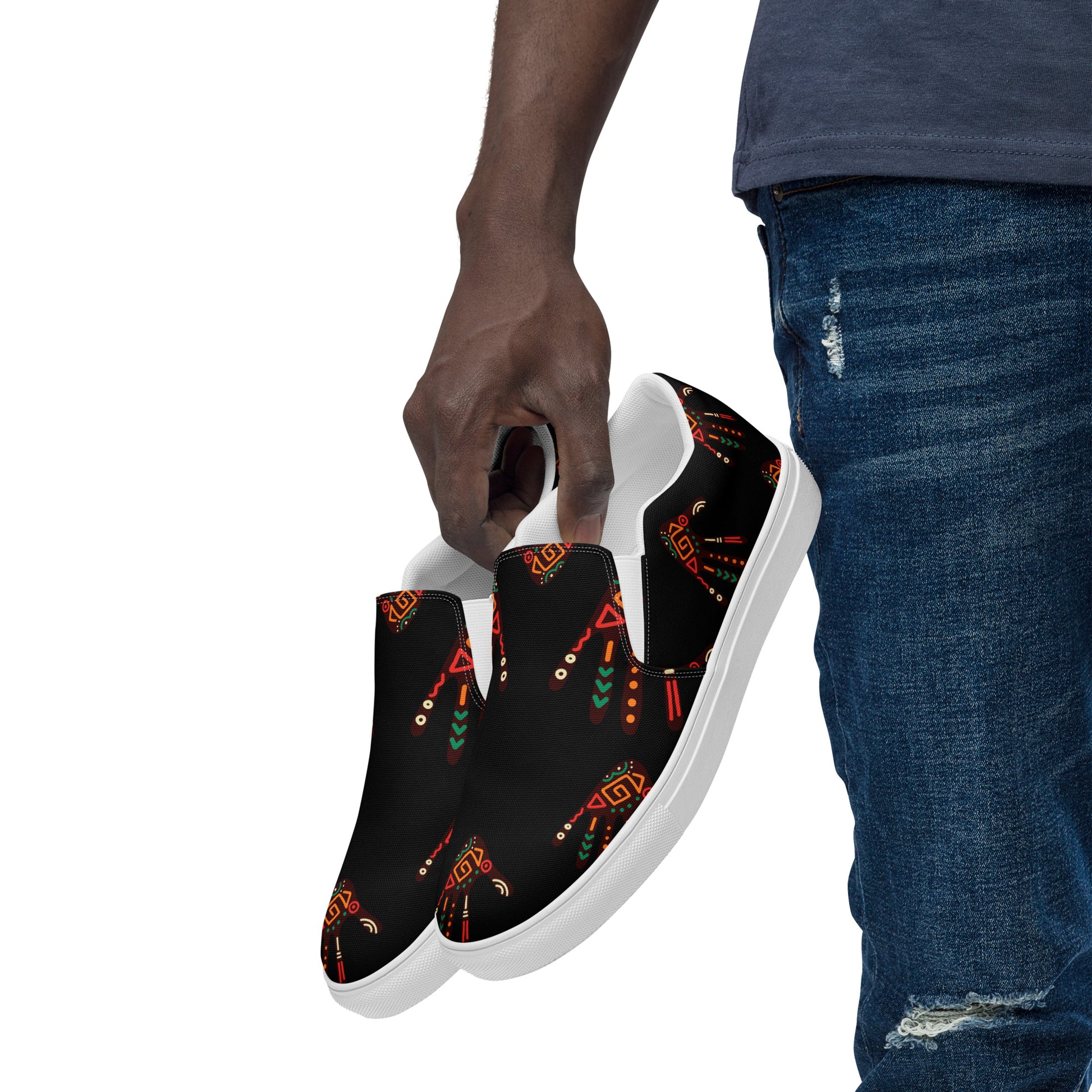 African Print Men's Slip-On Canvas Shoes | ASAKE-OGE
