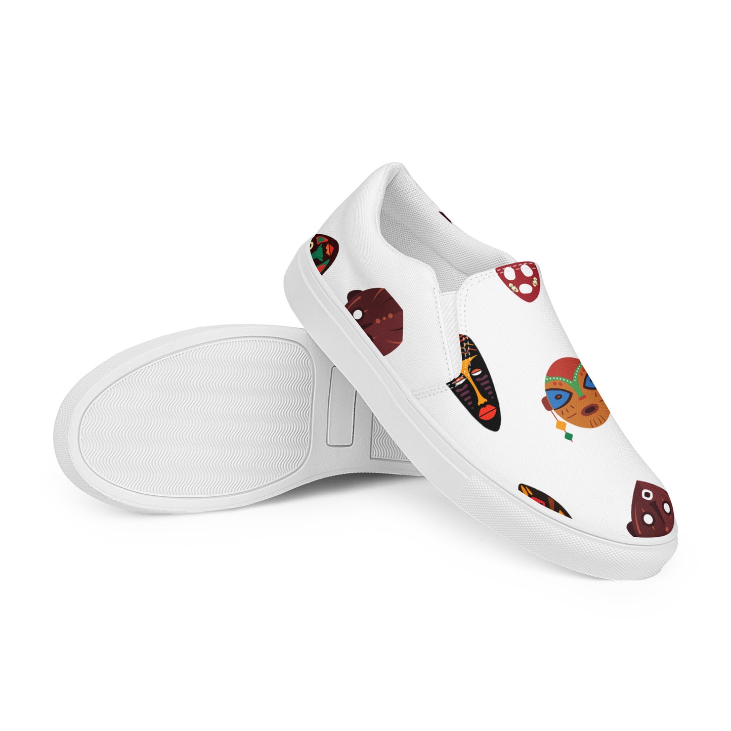 African Print Men's Slip-On Canvas Shoes — Chi Tribal Mask