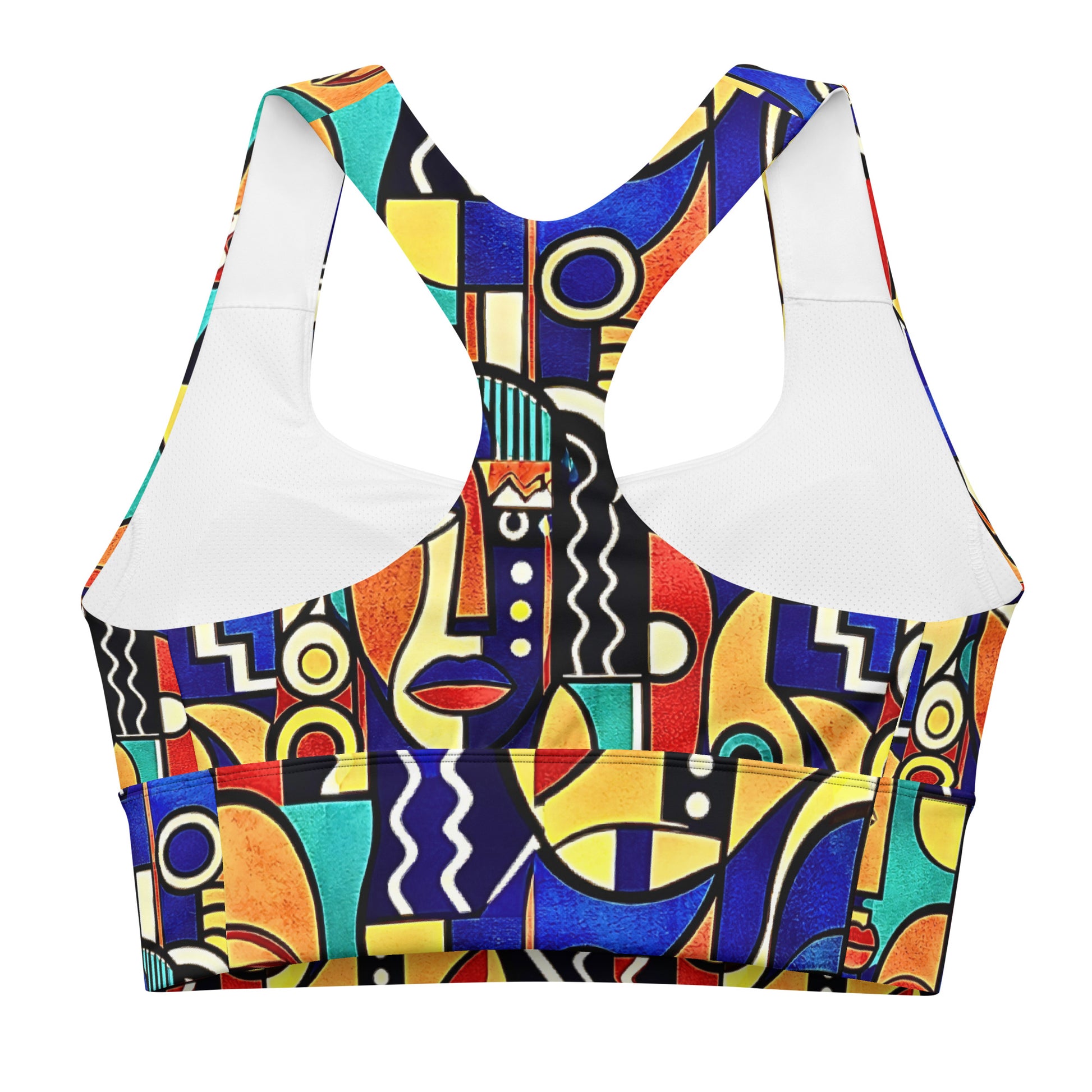ÌWÀ African print longline sports bra for Juneteenth athleisure 