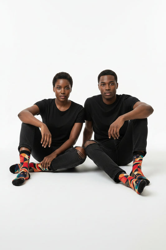 ÌGBÀ African print crew socks with sneakers