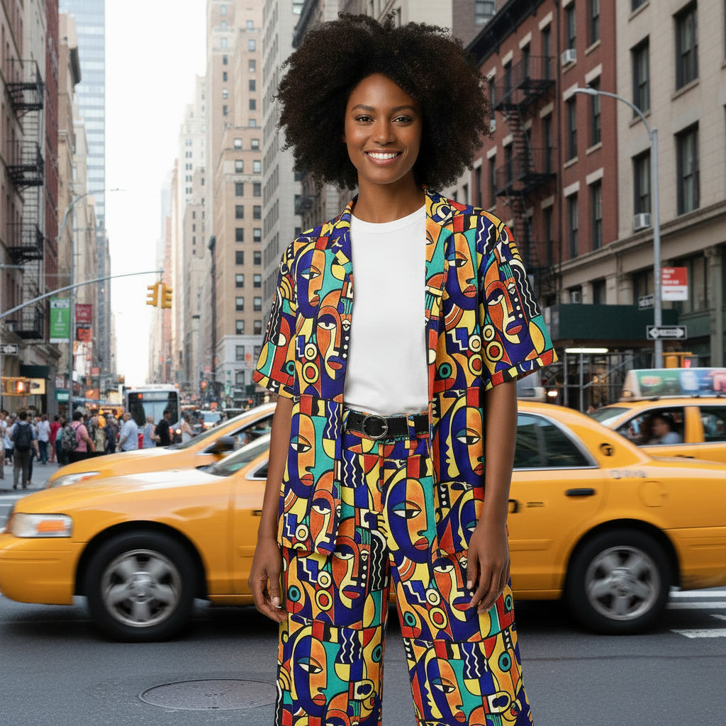 asakeoge african print matching set shirt and pants 
