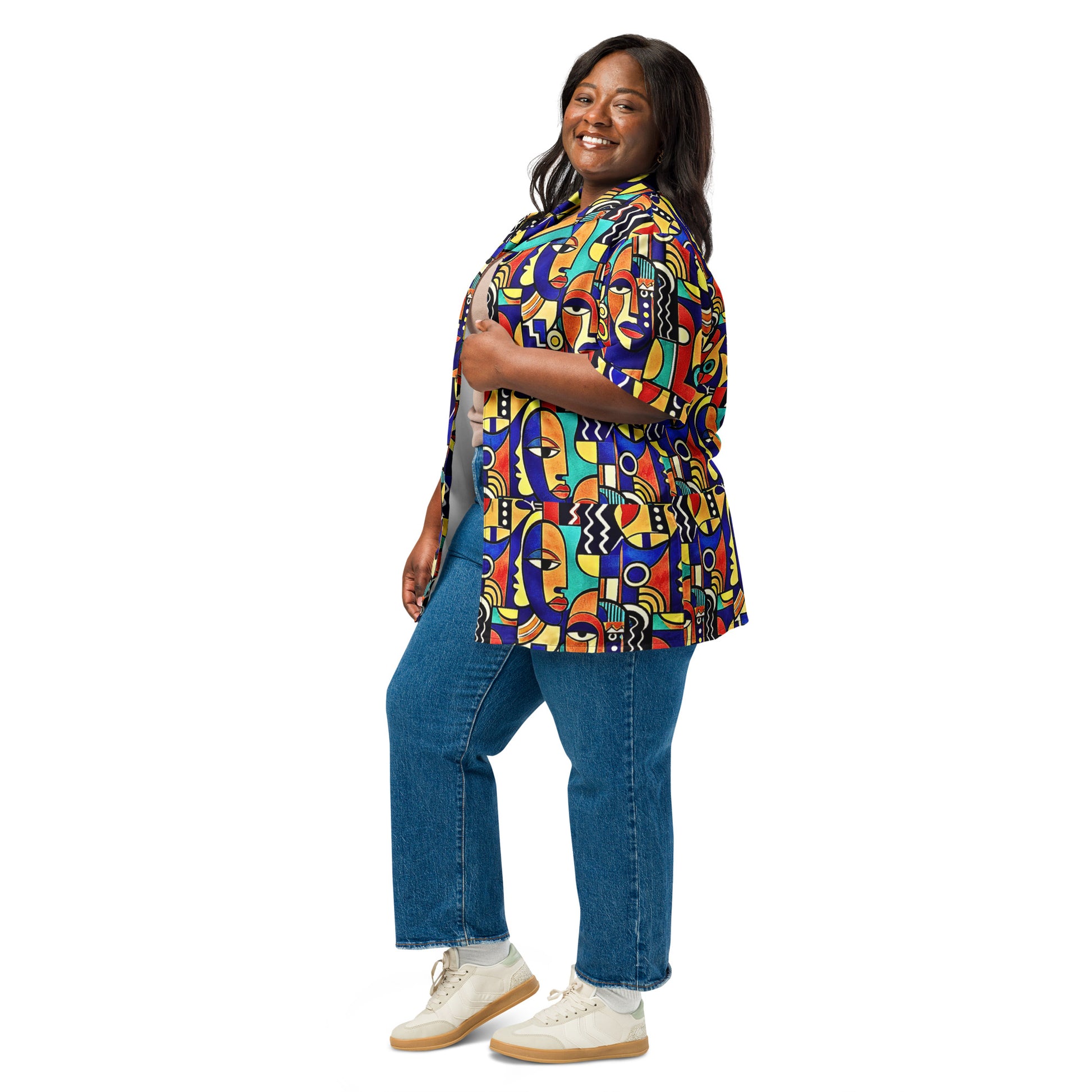  ÌWÀ unisex African print button shirt for Juneteenth streetwear