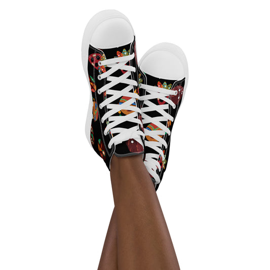Chi Tribal Mask Multi-Face Women’s high top canvas shoes
