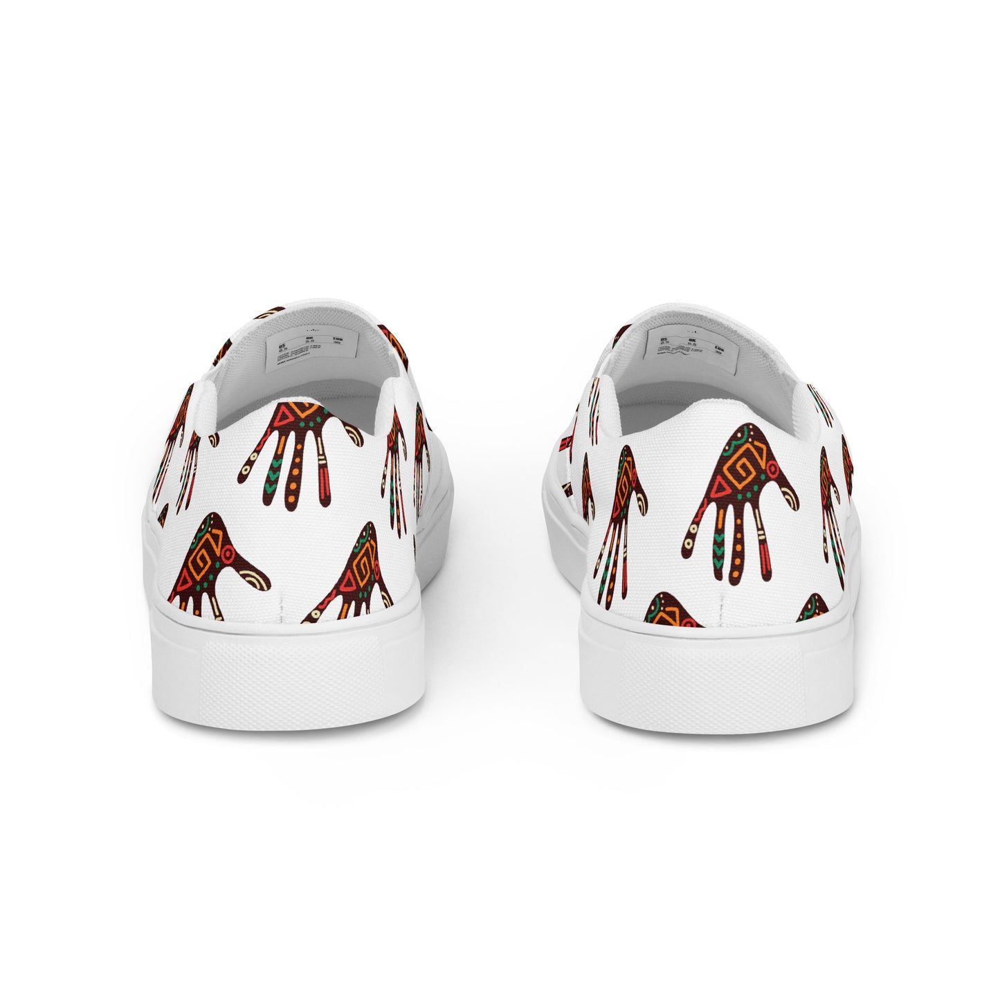 Duro White Tribal Palm Print Women's Slip-On Canvas Shoes - Breathable