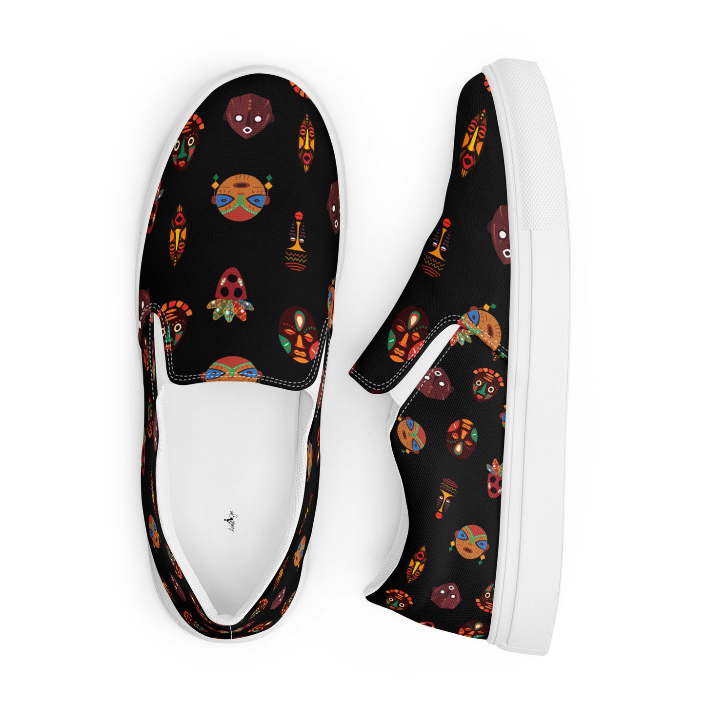Chi Black Midnight Mask Motif Women's Slip-On Canvas Shoes- Breathable