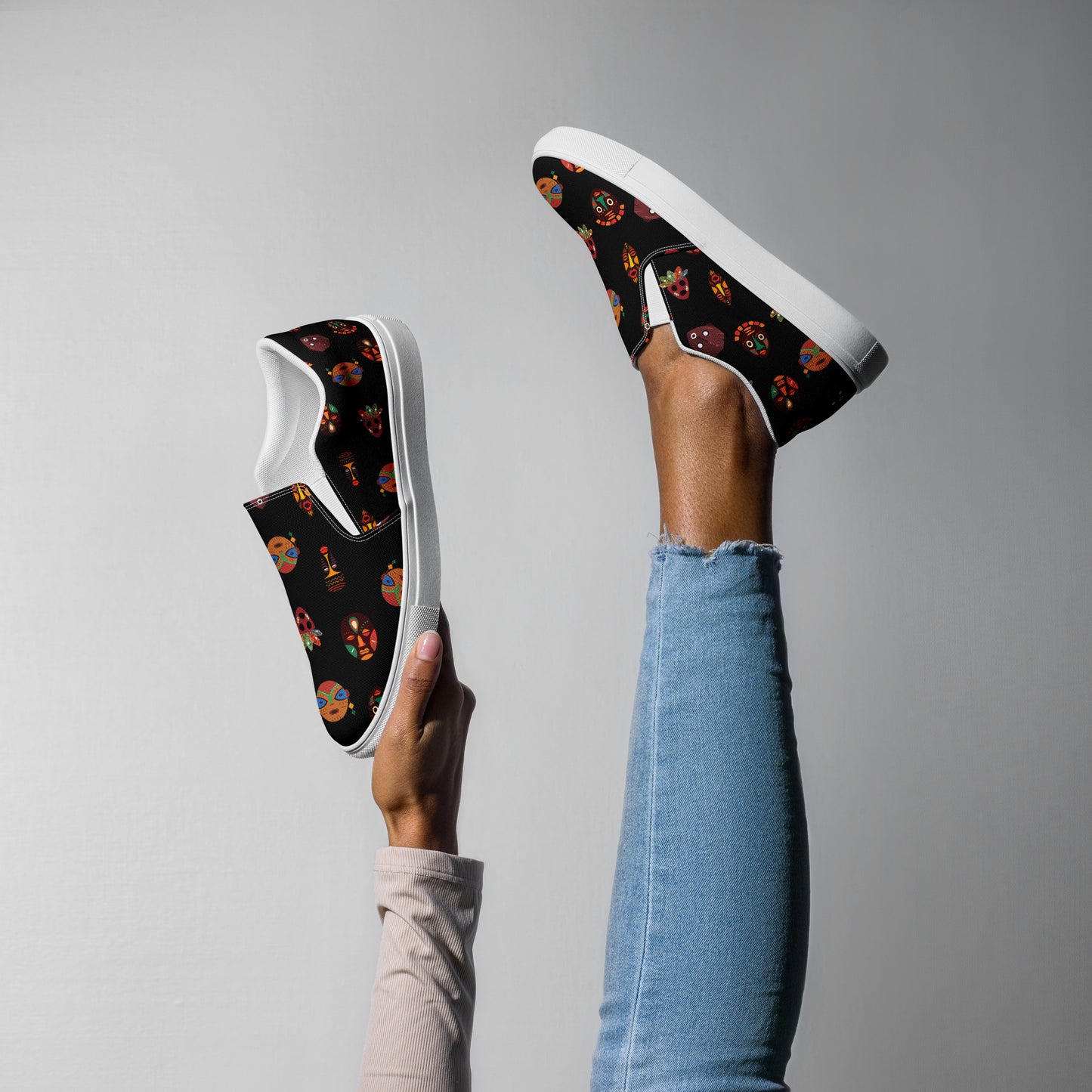 Duro Midnight Tribal Palm Print Women's Slip-On Canvas - Breathable