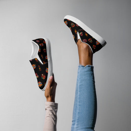 Duro Midnight Tribal Palm Print Women's Slip-On Canvas - Breathable