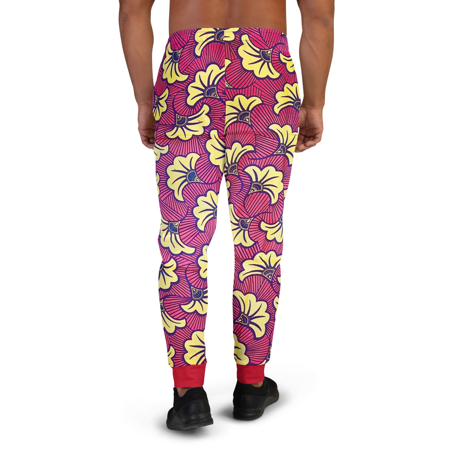 African Print Men's Joggers — Fleur Cotton Blend Stretch Workout Pants
