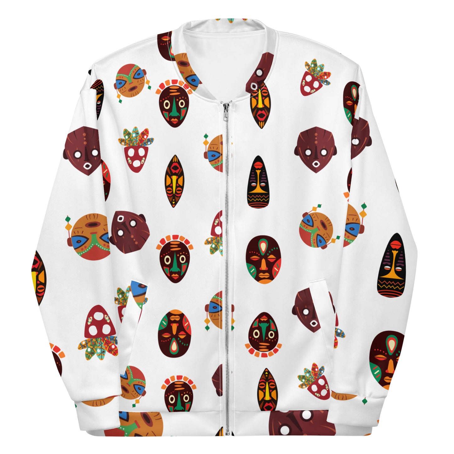 African Print Unisex Bomber Jacket — Mask Print ASAKE-OGE
