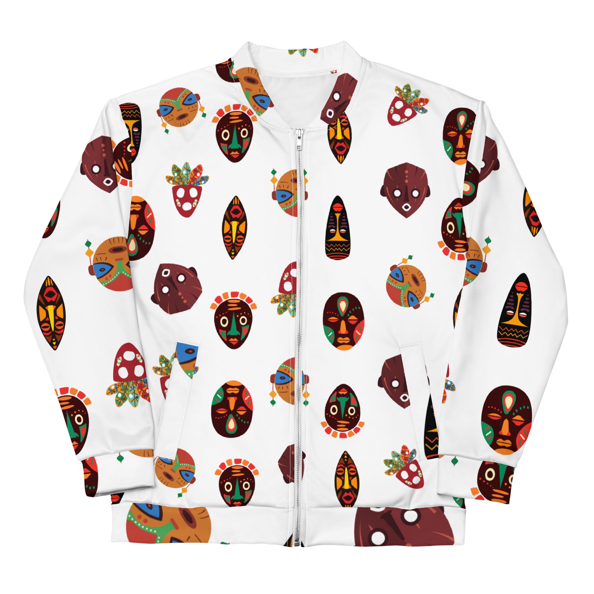 African Print Unisex Bomber Jacket — Mask Print ASAKE-OGE