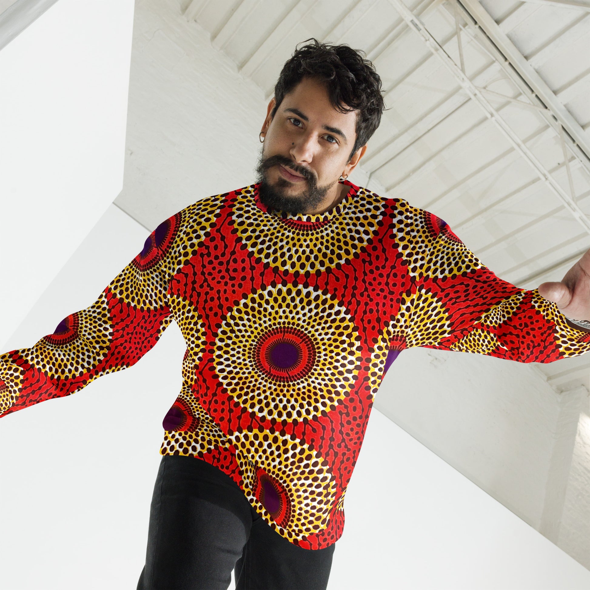 African Print Unisex Sweatshirt — Rekiana All-Over Print Crewneck