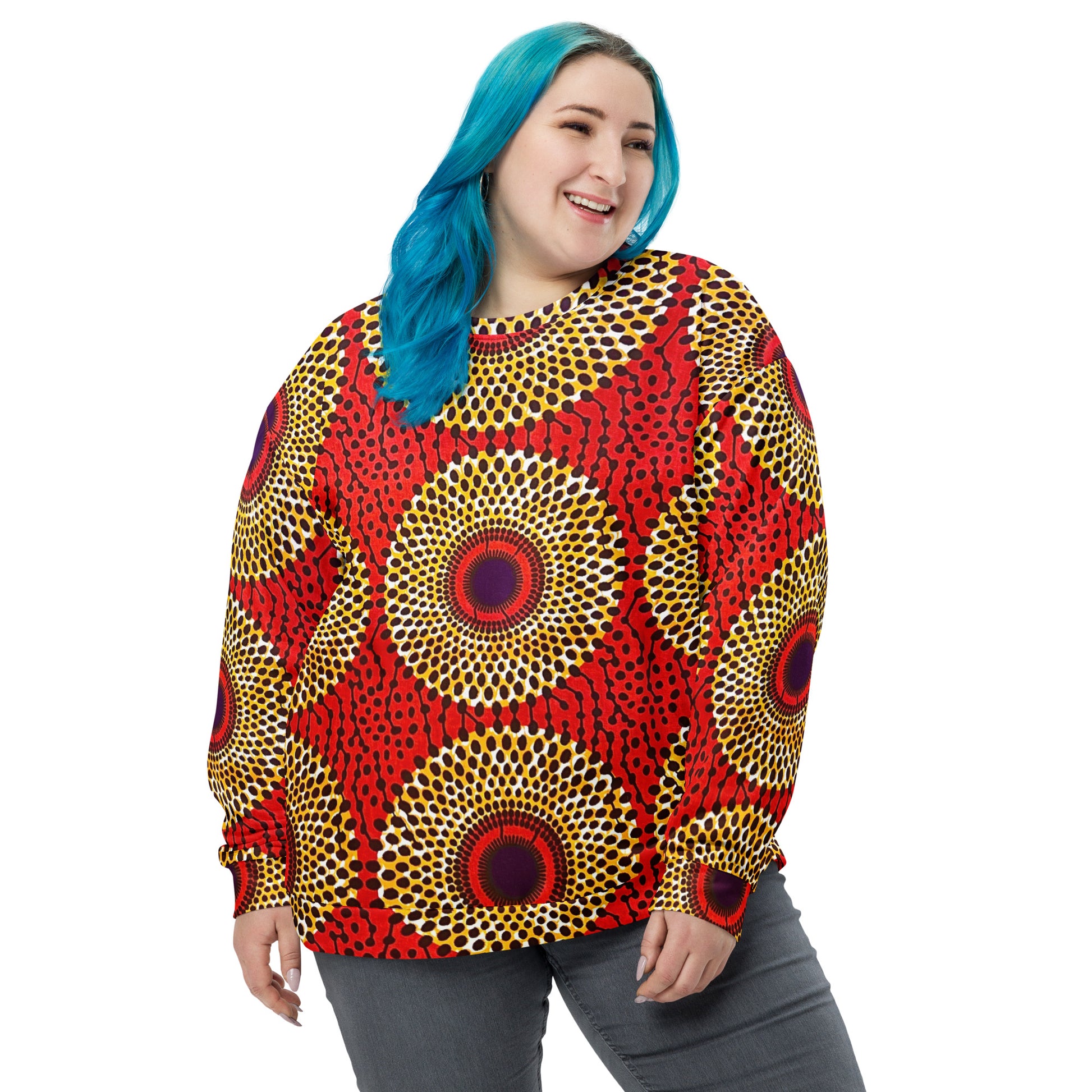 African Print Unisex Sweatshirt — Rekiana All-Over Print Crewneck