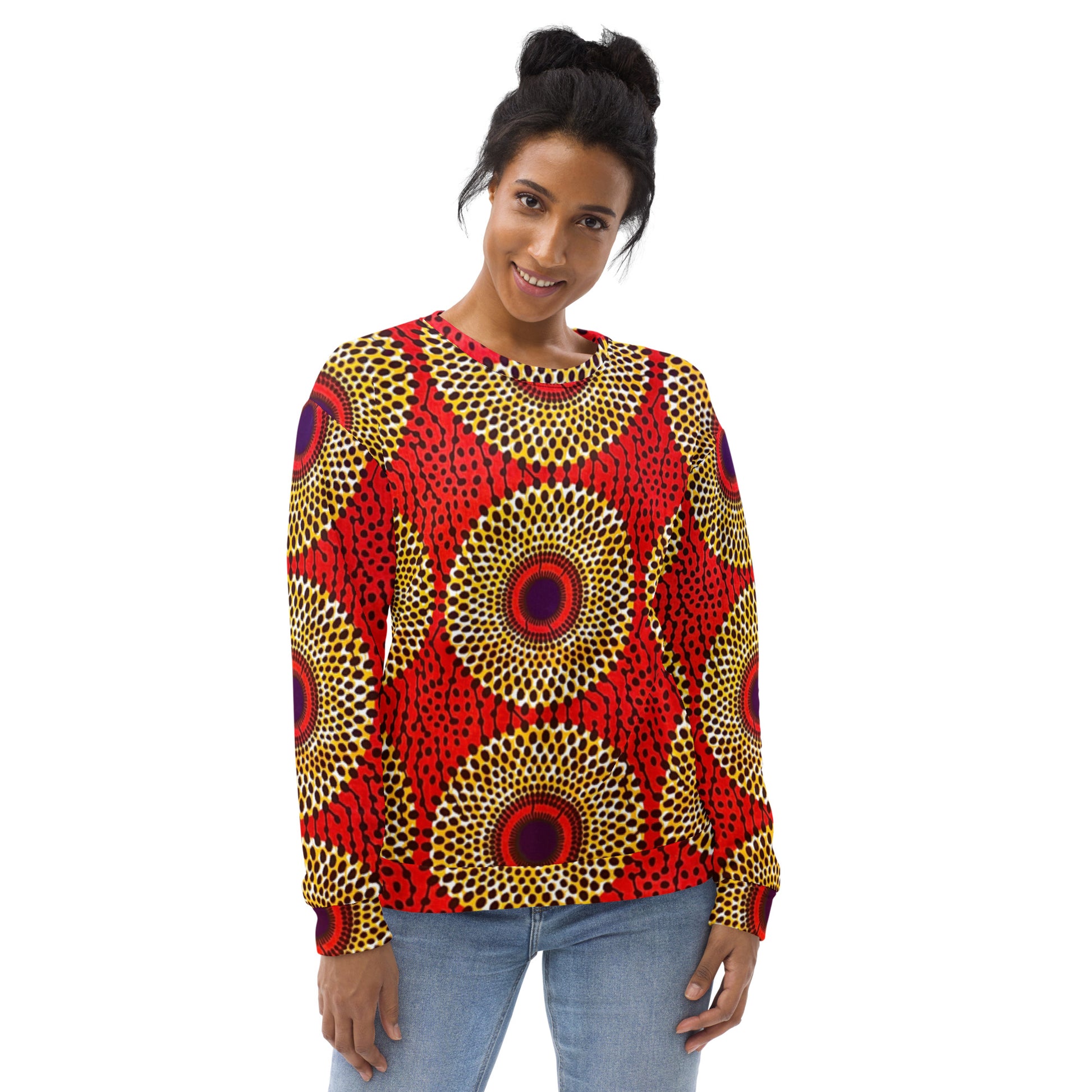 African Print Unisex Sweatshirt — Rekiana All-Over Print Crewneck
