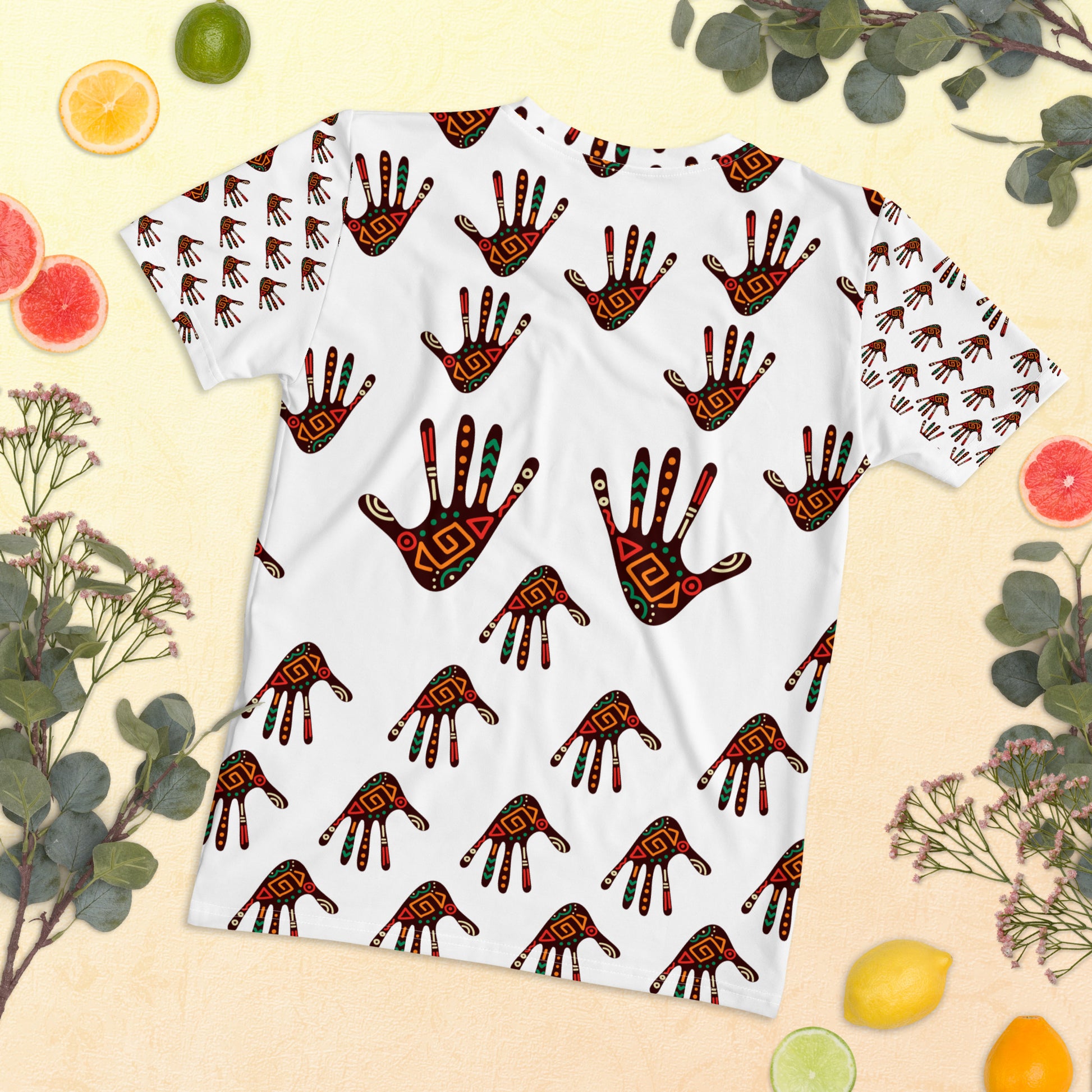 Duro African Print Tribal Palm Women's Crew Neck T-shirt