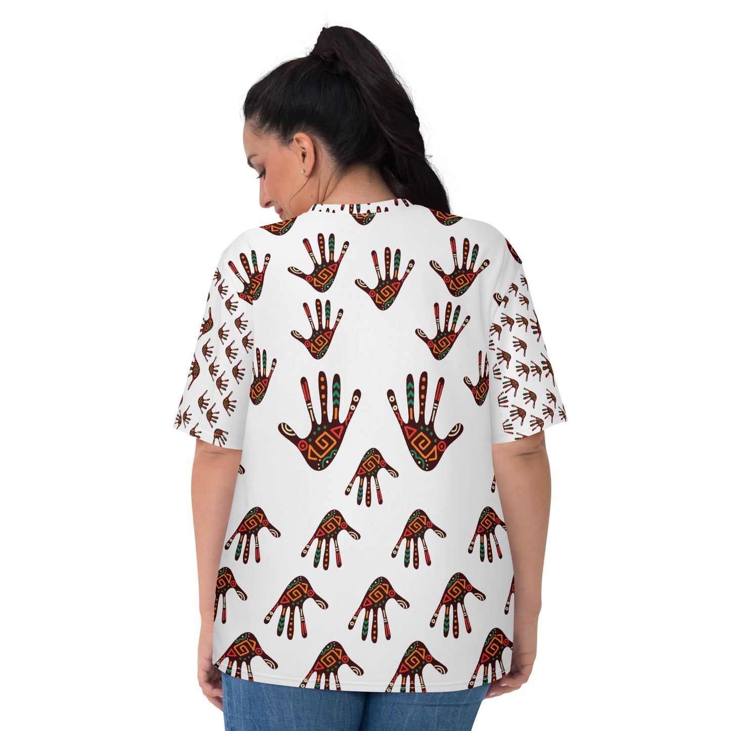 Duro African Print Tribal Palm Women's Crew Neck T-shirt