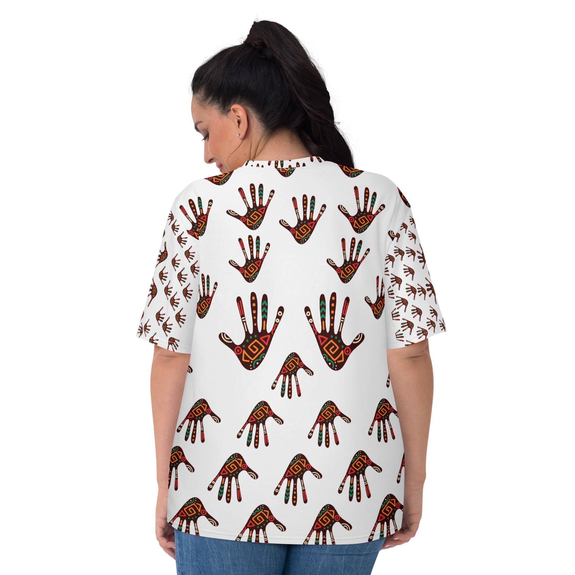 Duro African Print Tribal Palm Women's Crew Neck T-shirt