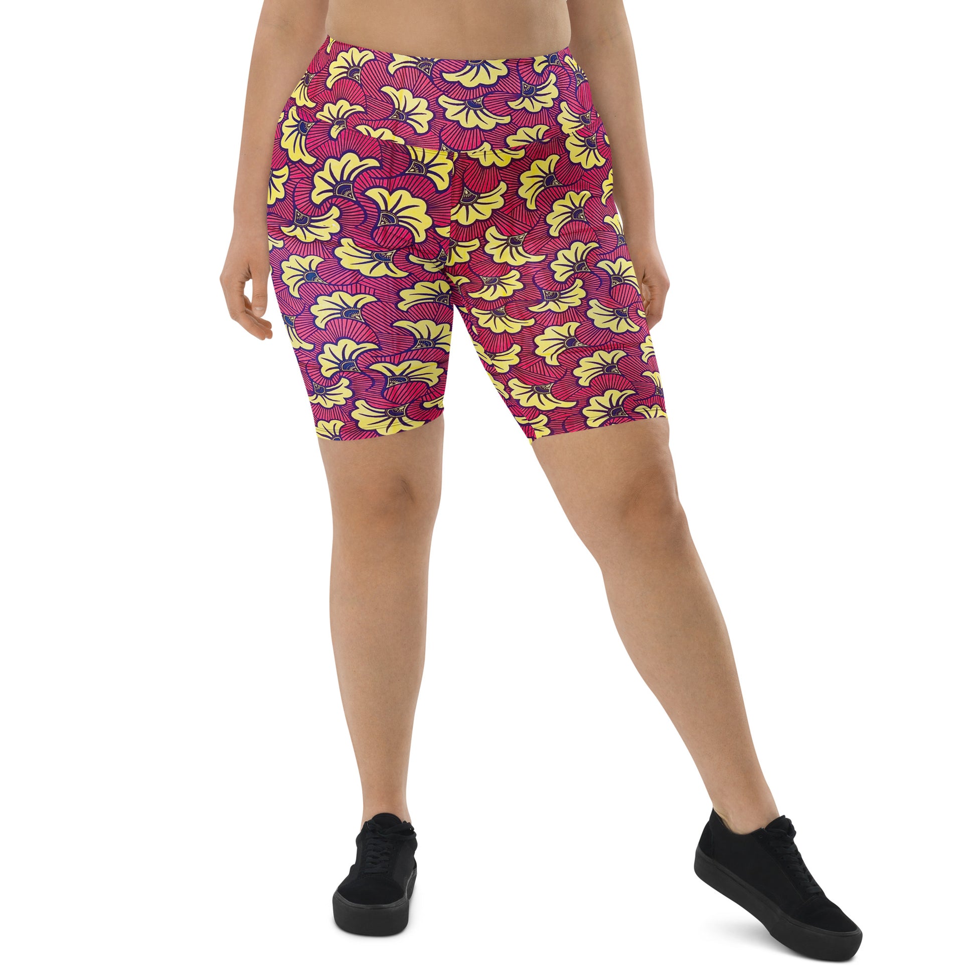 FLEUR African Print Biker Shorts With Pockets | ASAKE-OGE