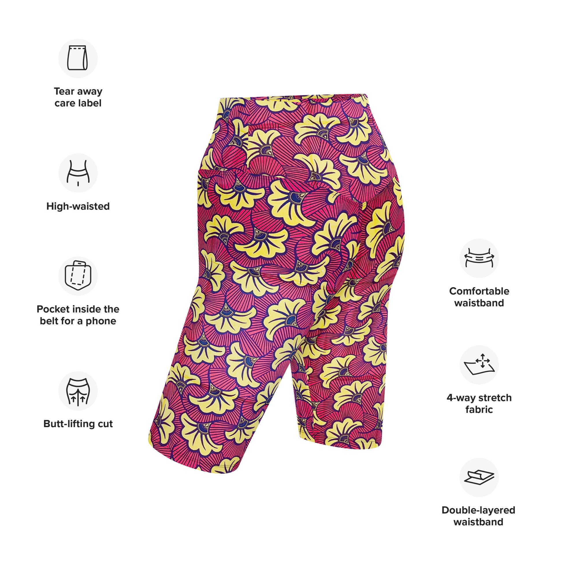 FLEUR African Print Biker Shorts With Pockets | ASAKE-OGE