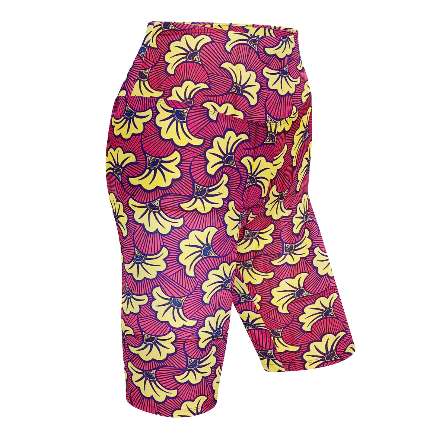 FLEUR African Print Biker Shorts With Pockets | ASAKE-OGE