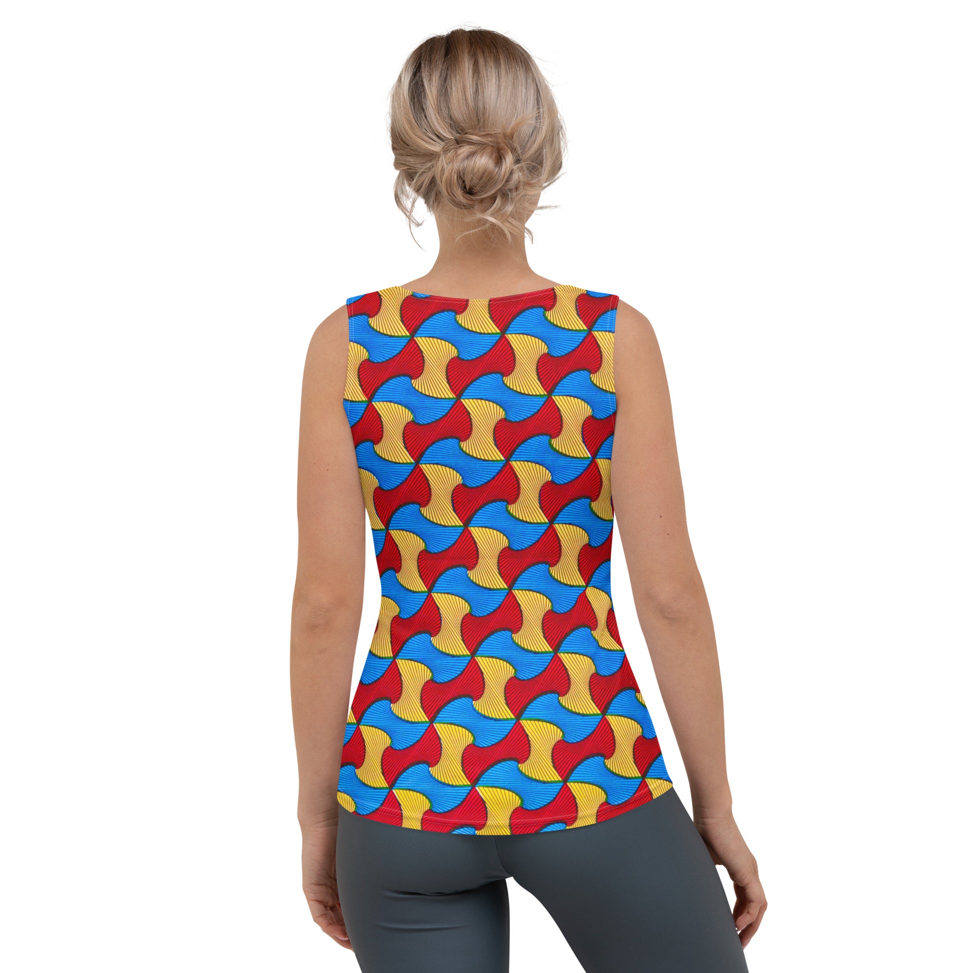 Santi Wave Women’s Ankara Print Tank Top - Microfiber Stretch