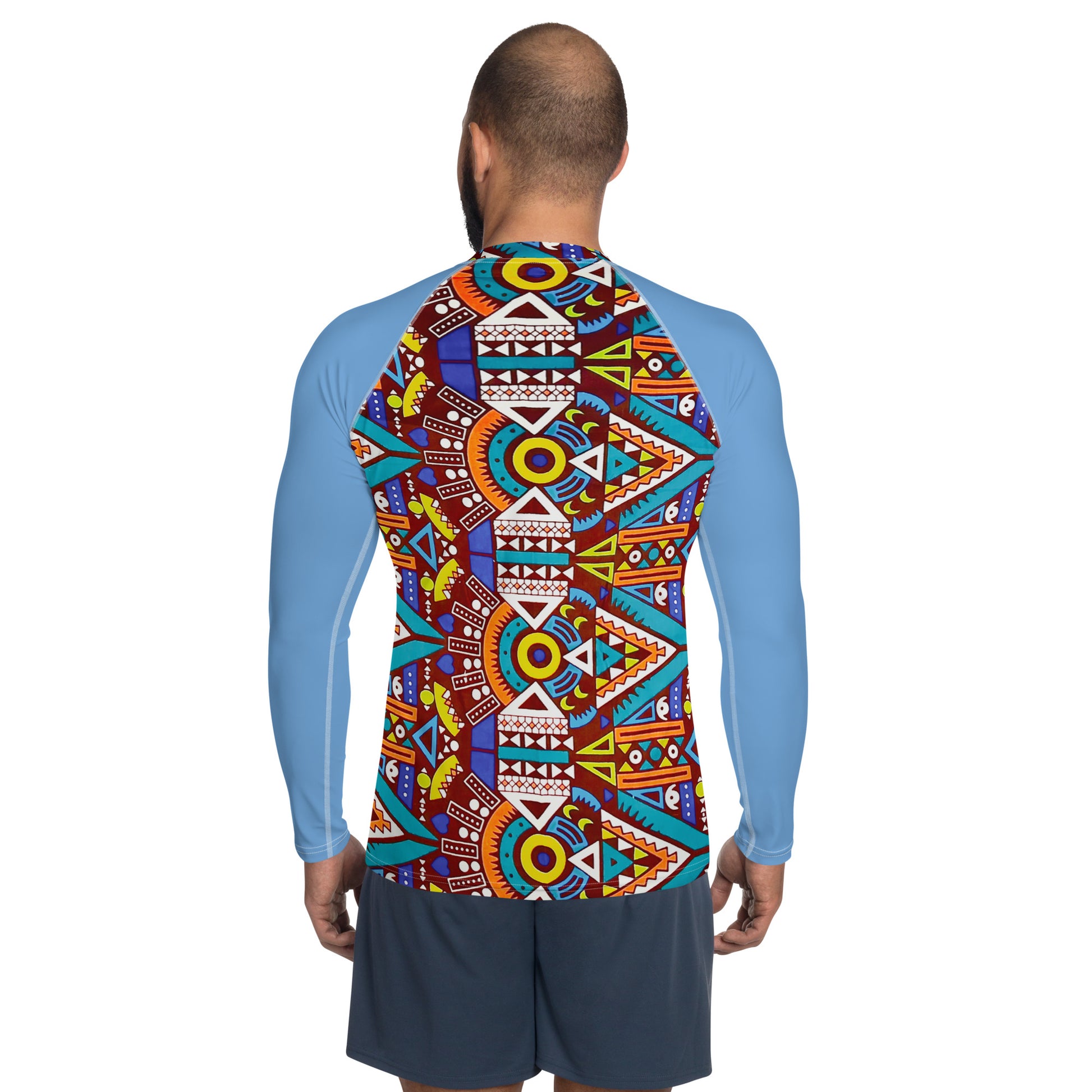 Asake Oge Tozi Aztec African Print Men's Rash Guard