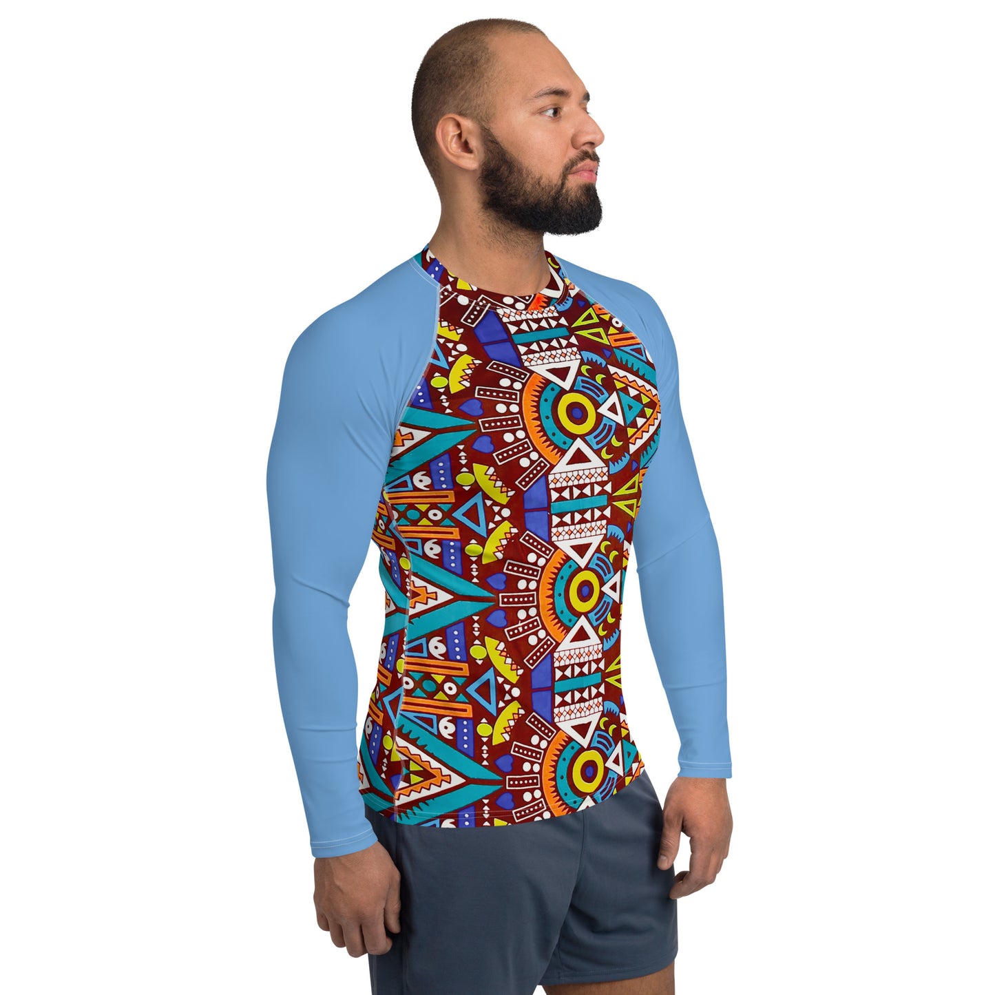 Tozi Aztec African Print Men's Rash Guard