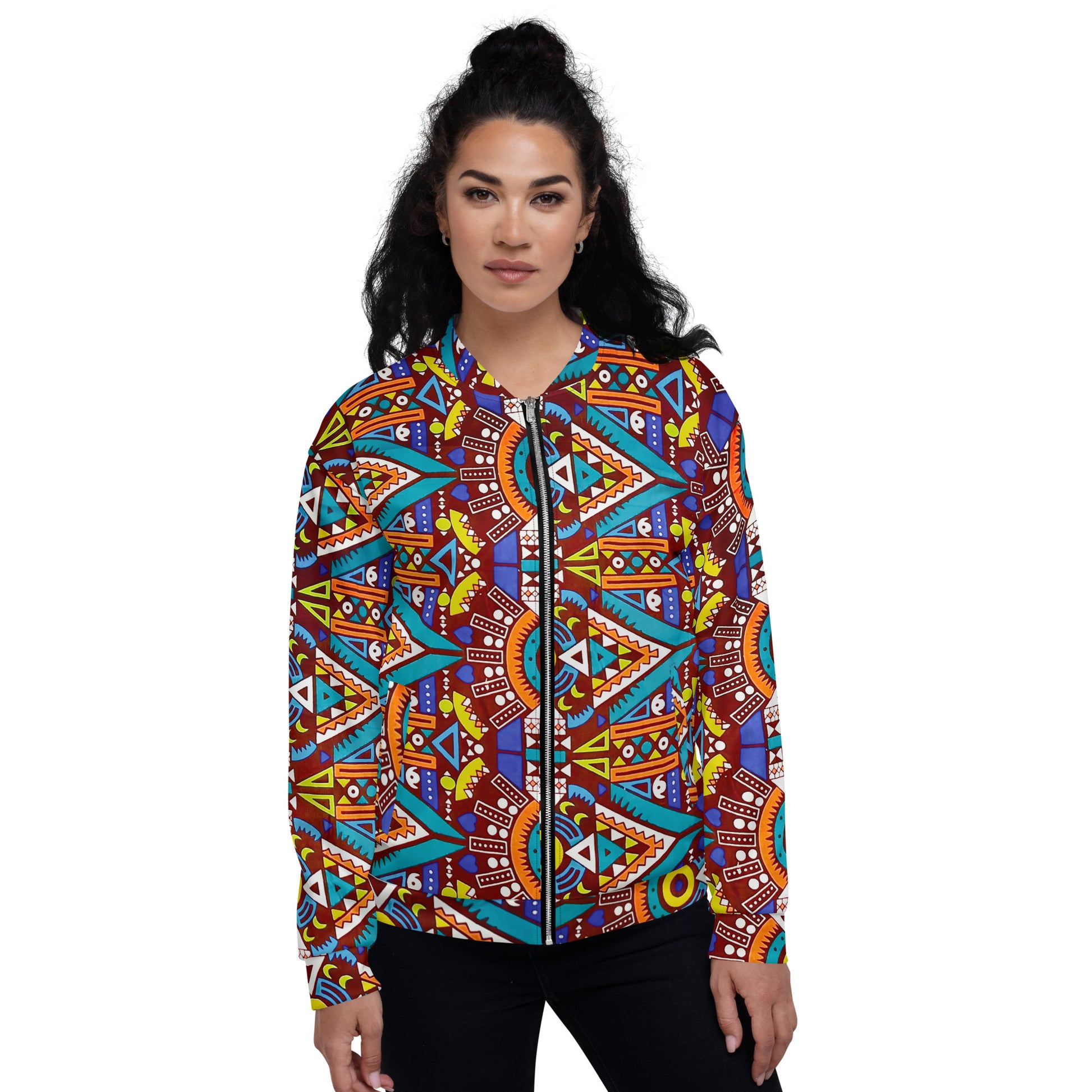 Tozi Unisex African Print Bomber Jacket