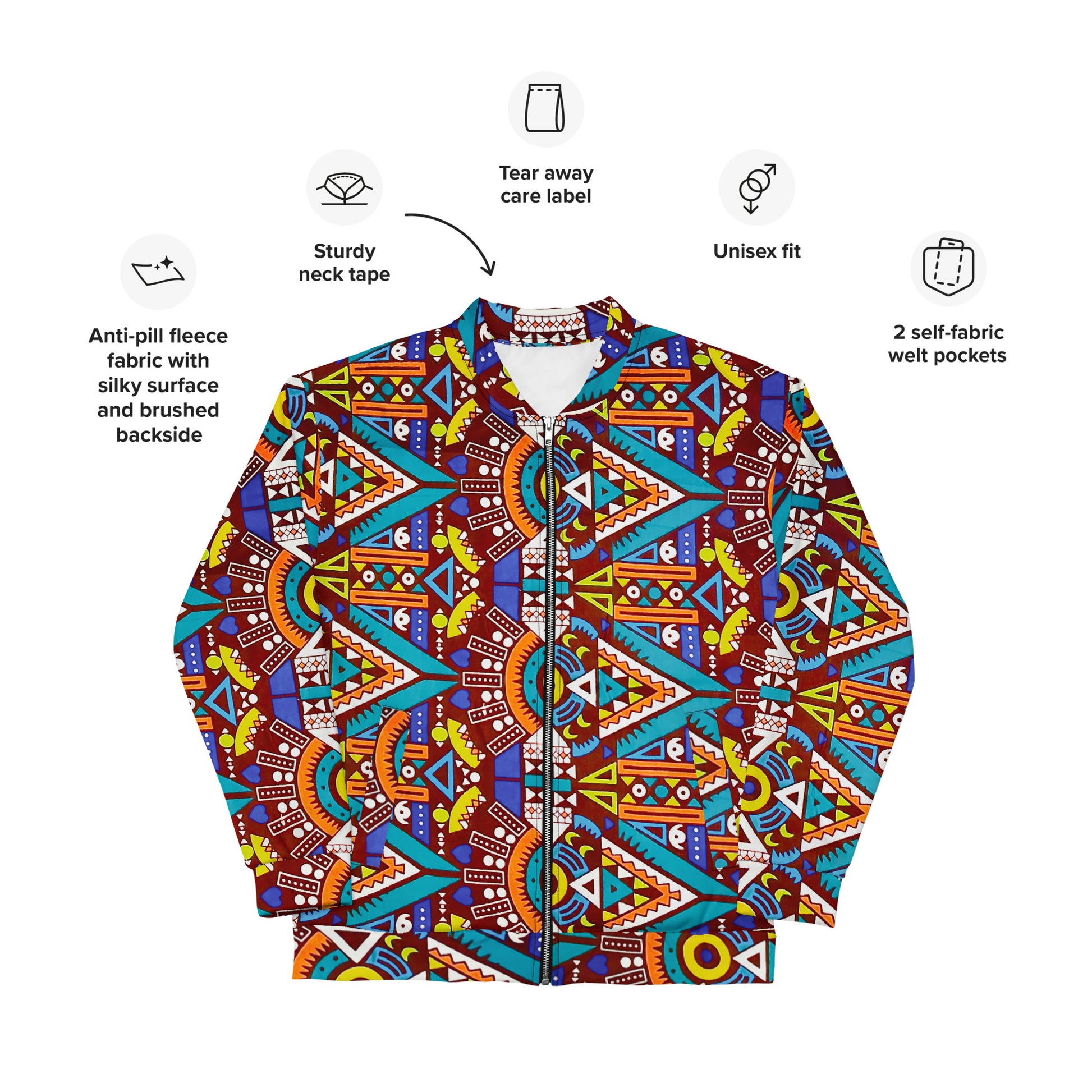 Tozi Unisex African Print Bomber Jacket