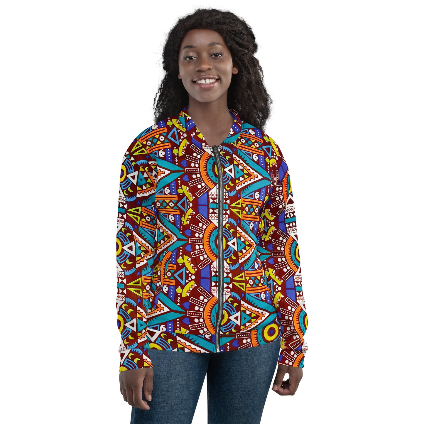 Tozi Unisex African Print Bomber Jacket