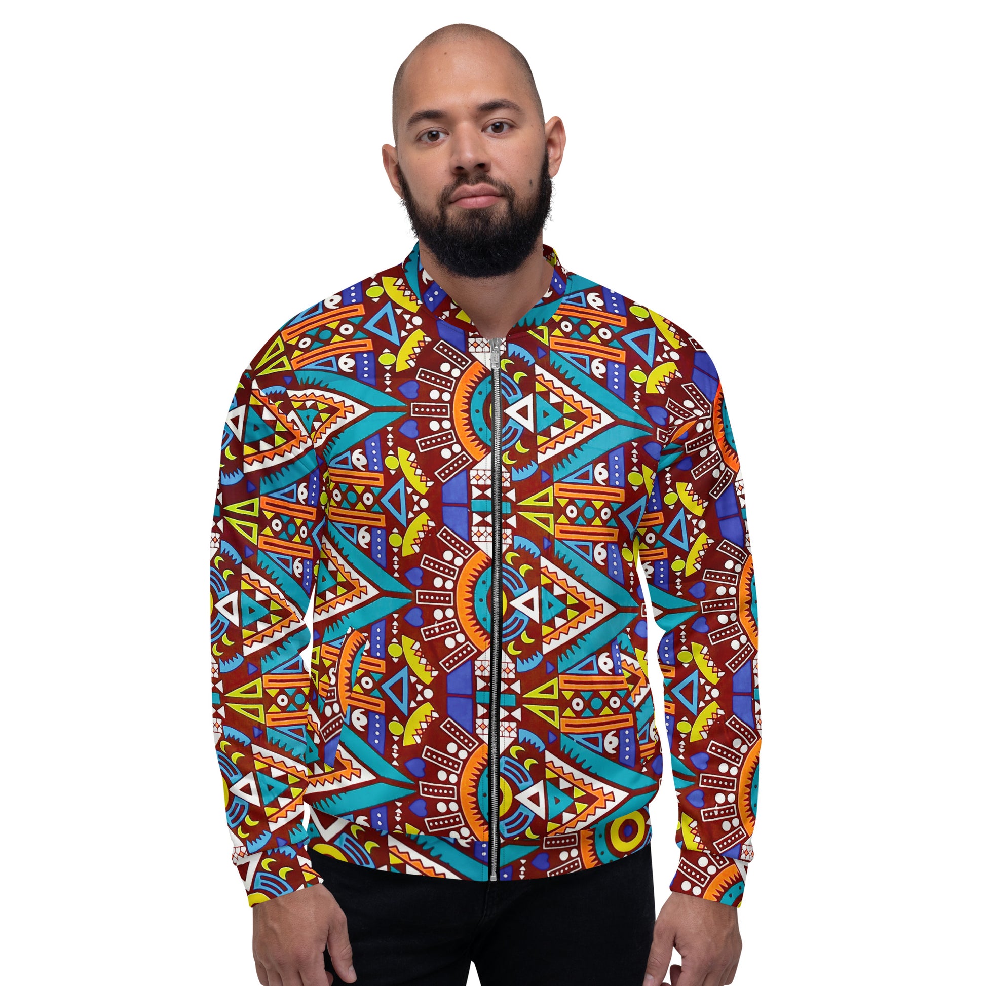 Tozi Unisex African Print Bomber Jacket