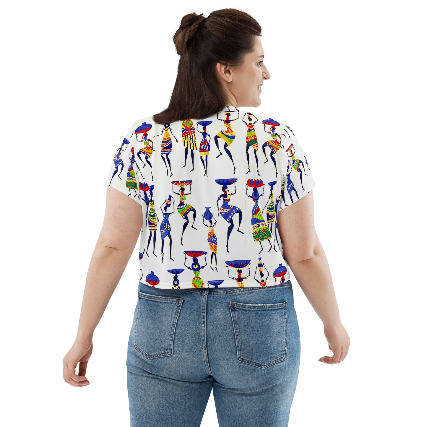Yeye African Print Crop Top — Women's Heritage Art Print Fitted Tee