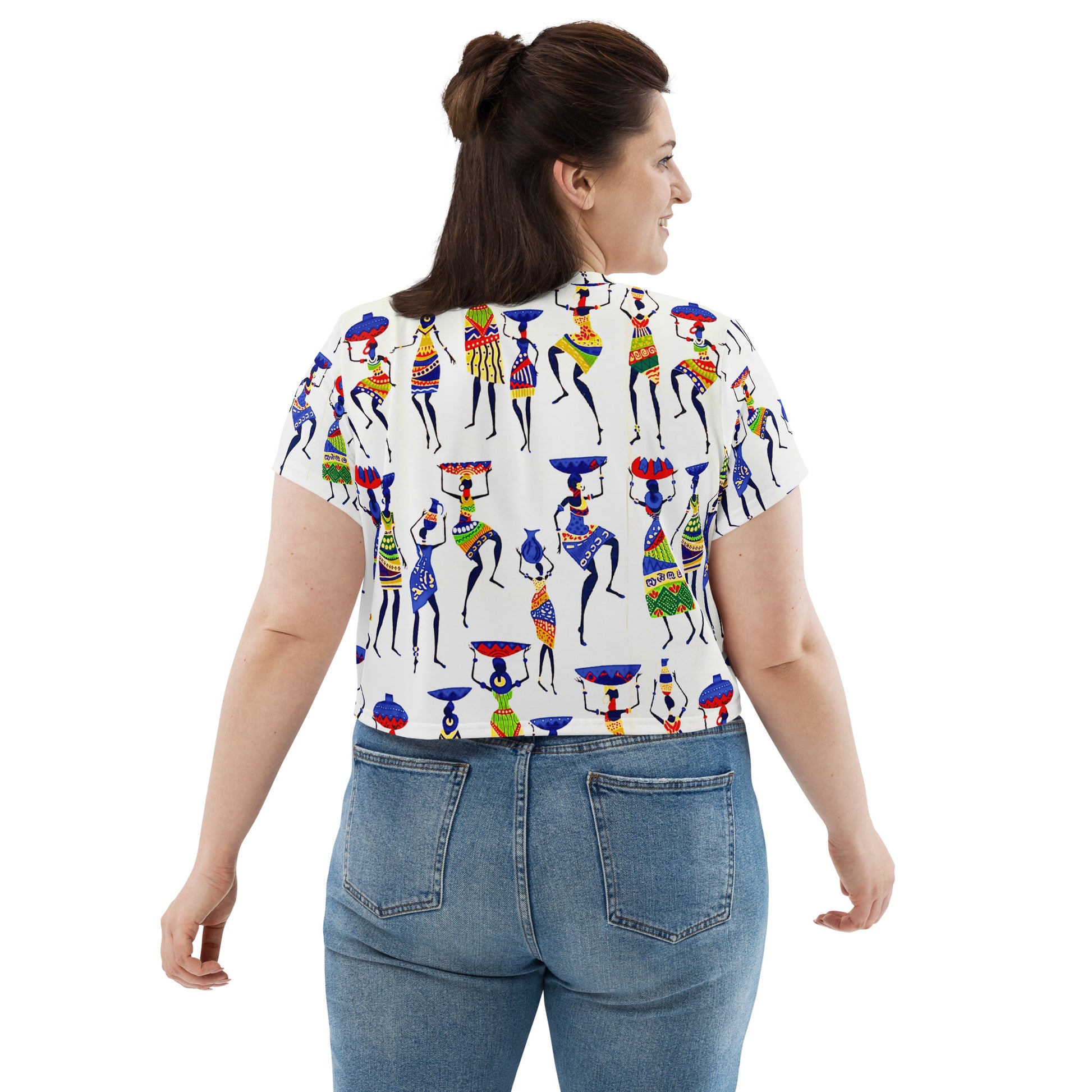 Yeye African Print Crop Top — Women's Heritage Art Print Fitted Tee