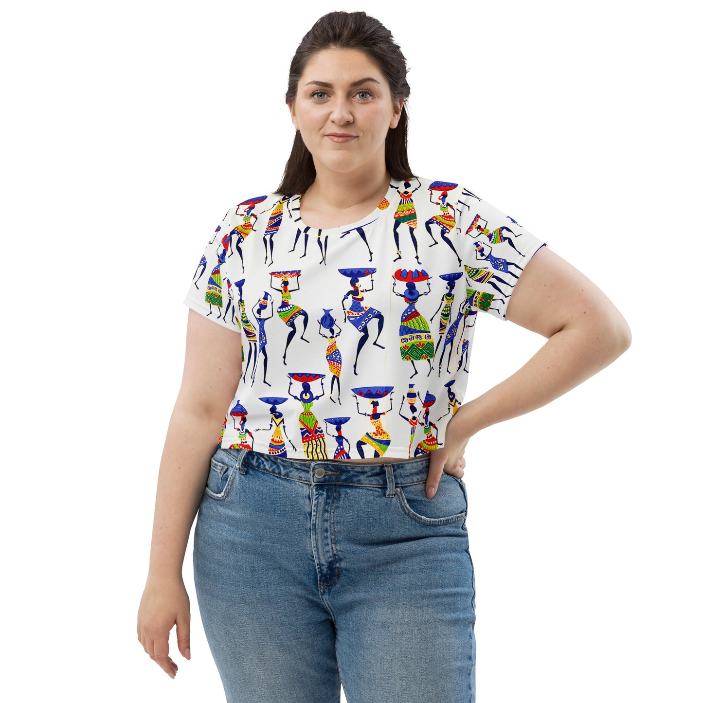 Yeye African Print Crop Top — Women's Heritage Art Print Fitted Tee