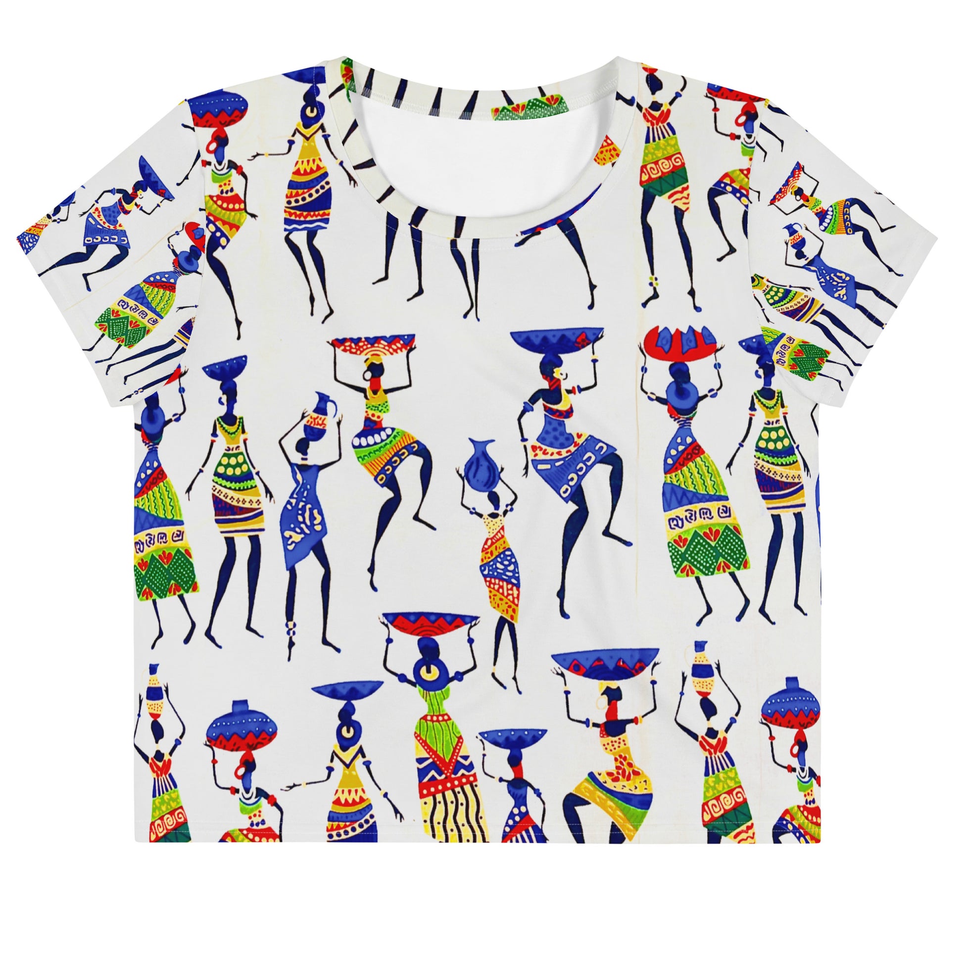 Yeye African Print Crop Top — Women's Heritage Art Print Fitted Tee