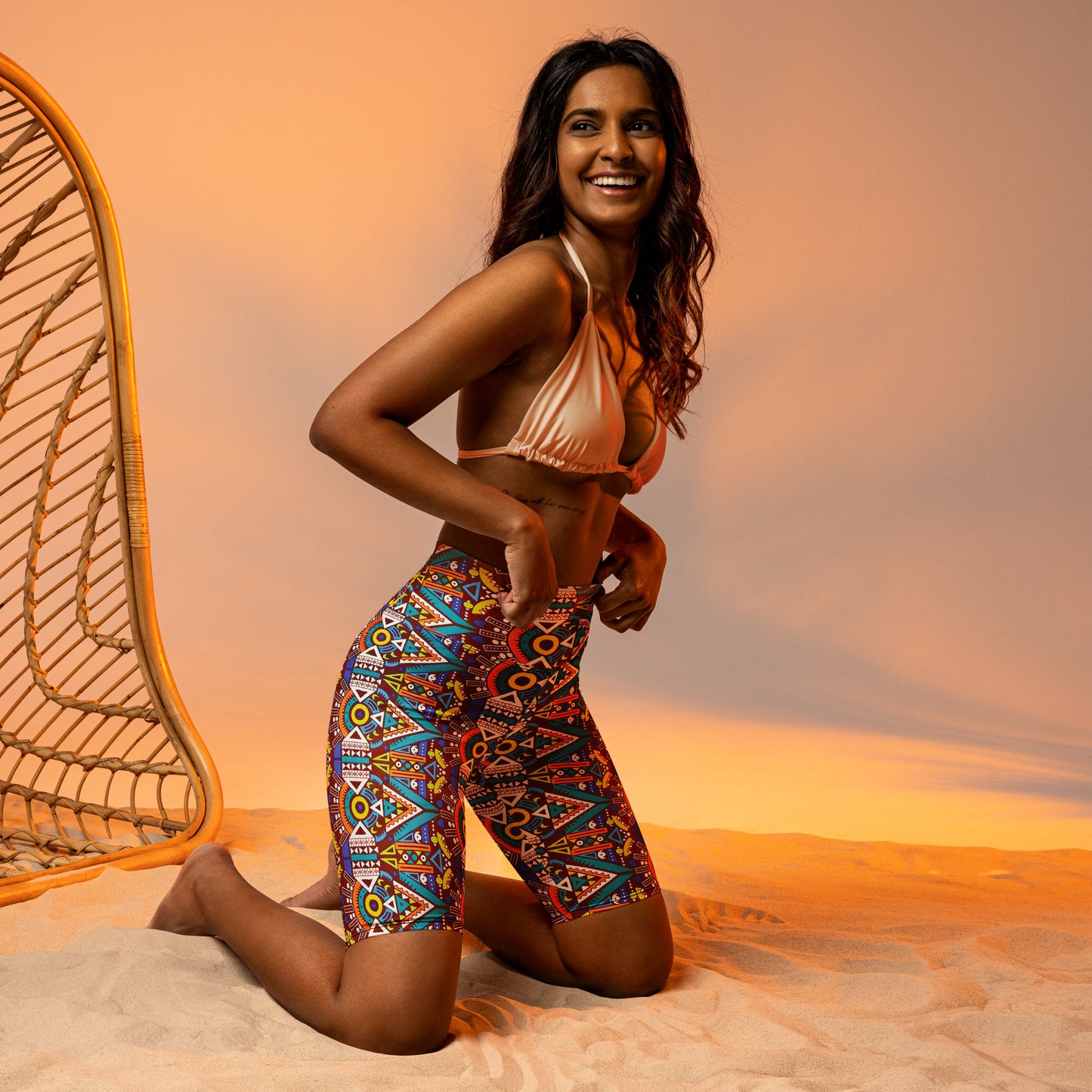 Tozi Aztec Print Biker Shorts