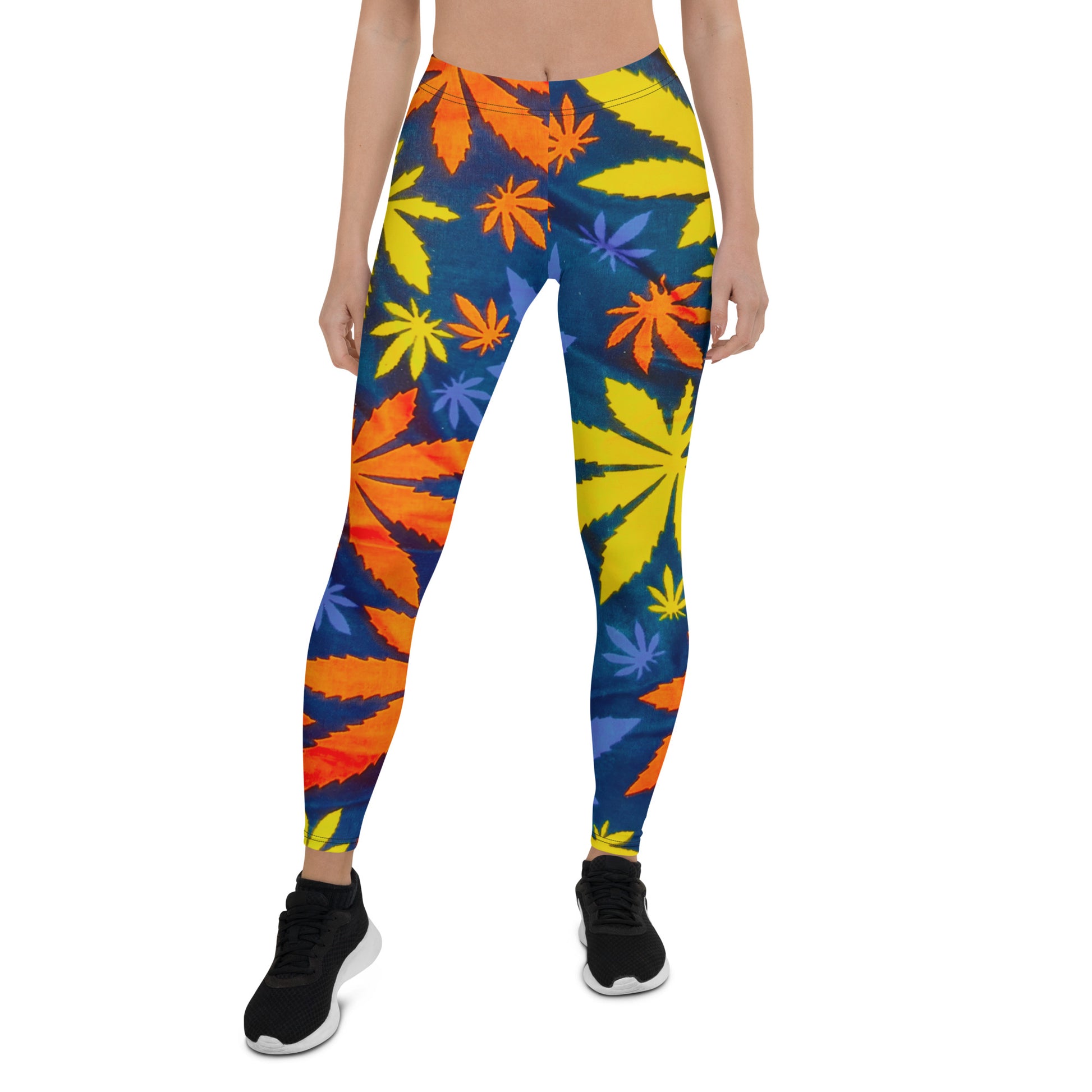 Front view of woman wearing sneakers and Mari Yoga Sport Leggings