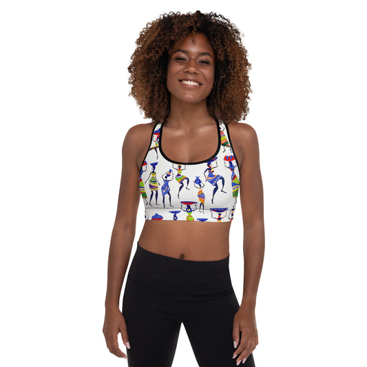 Yeye Artisan Print Racerback Sports Bra - Moisture-Wicking Performance Stretch