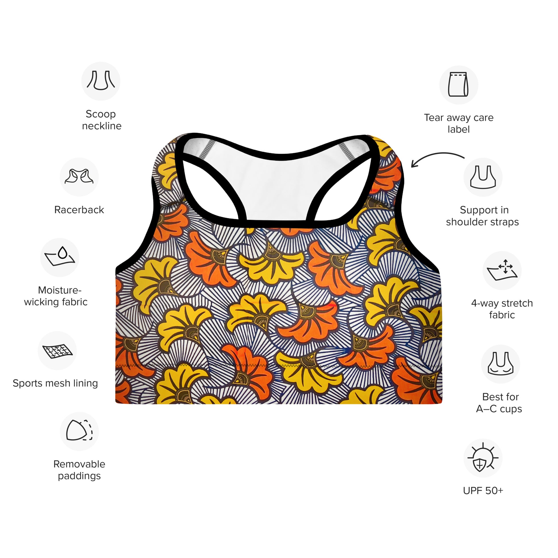 Adun Print Padded Sports Bra