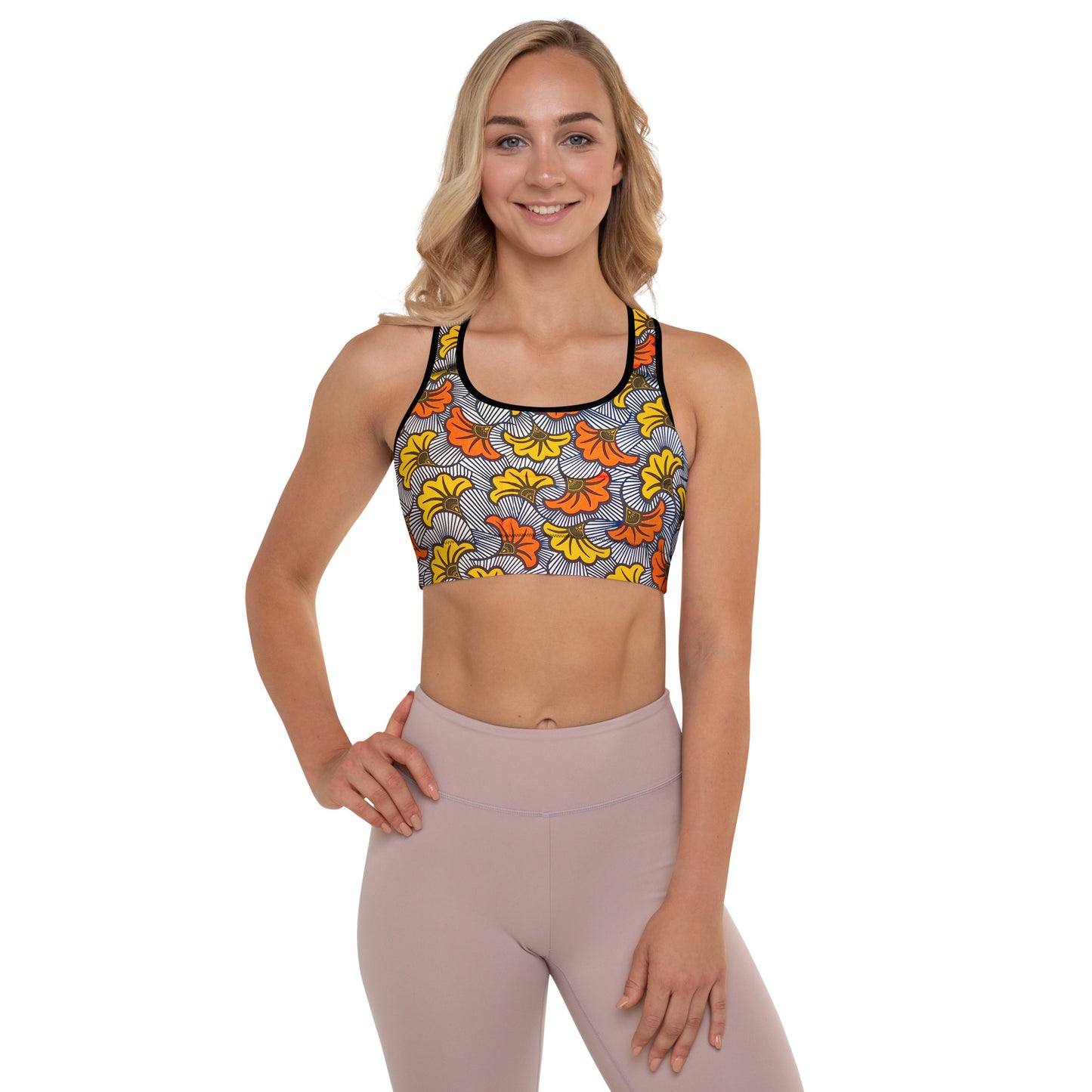 Adun Bloom Print Racerback Sports Bra - Moisture-Wicking Performance