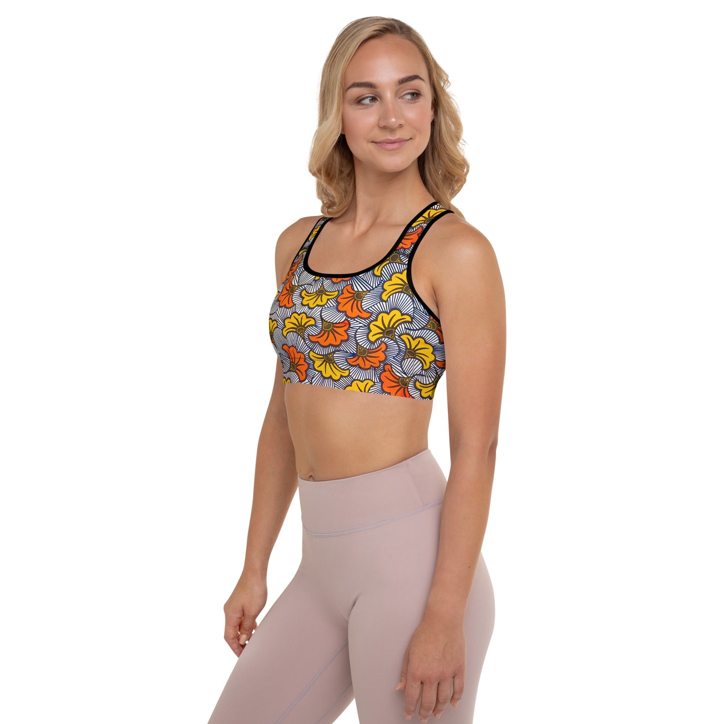 Adun Bloom Print Racerback Sports Bra - Moisture-Wicking Performance